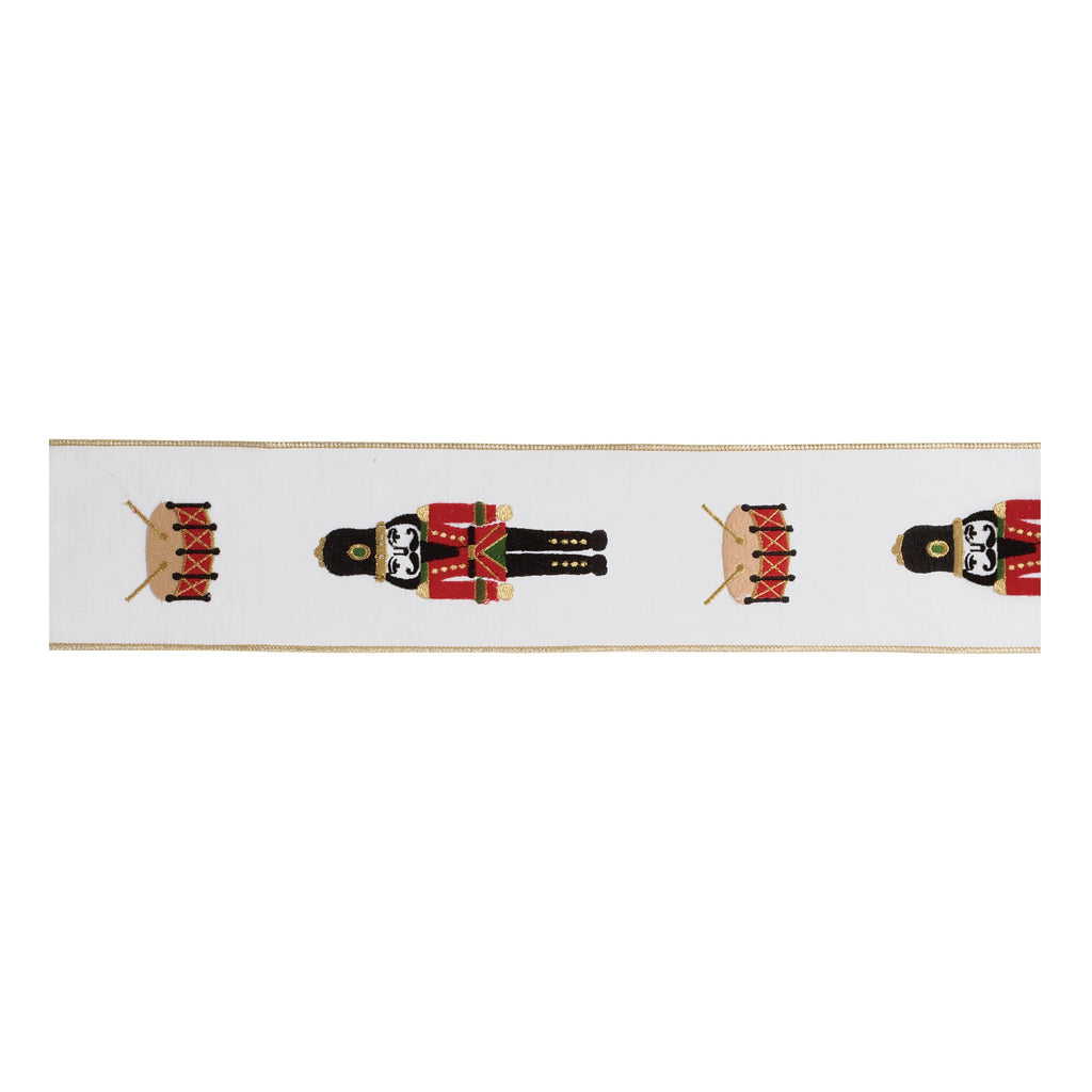 Embroidered Nutcracker Wired Ribbon 4" x 5 Yds.
