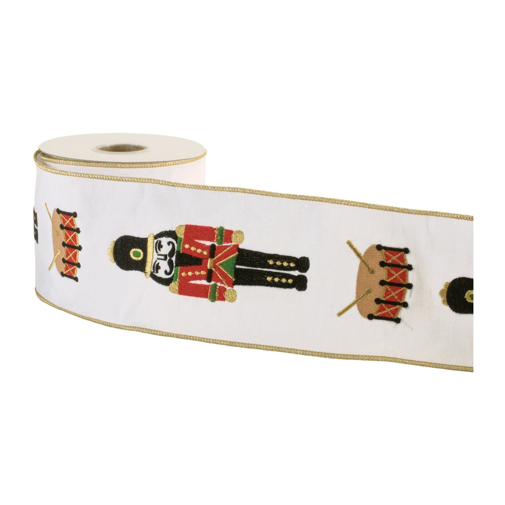 Embroidered Nutcracker Wired Ribbon 4" x 5 Yds.