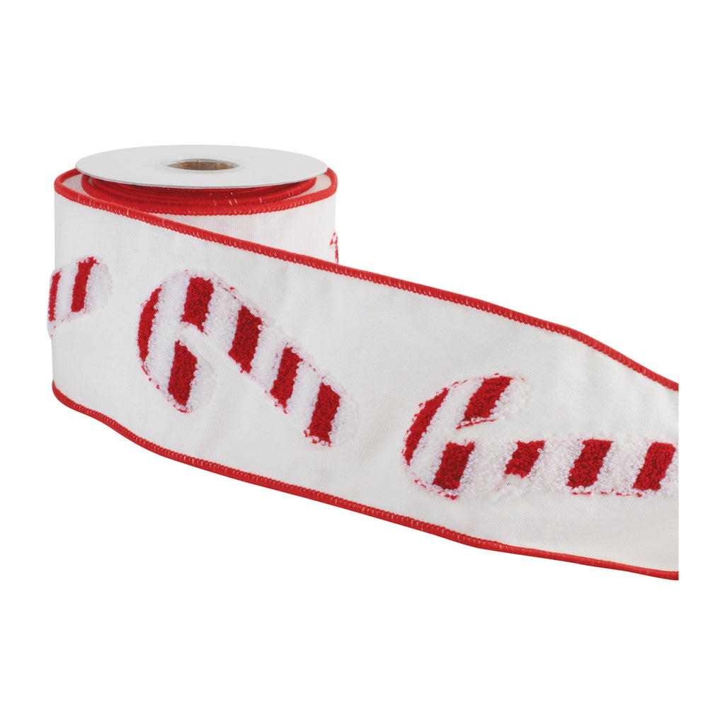 Candy Cane Wired Cotton Ribbon 4" x 5 Yds.