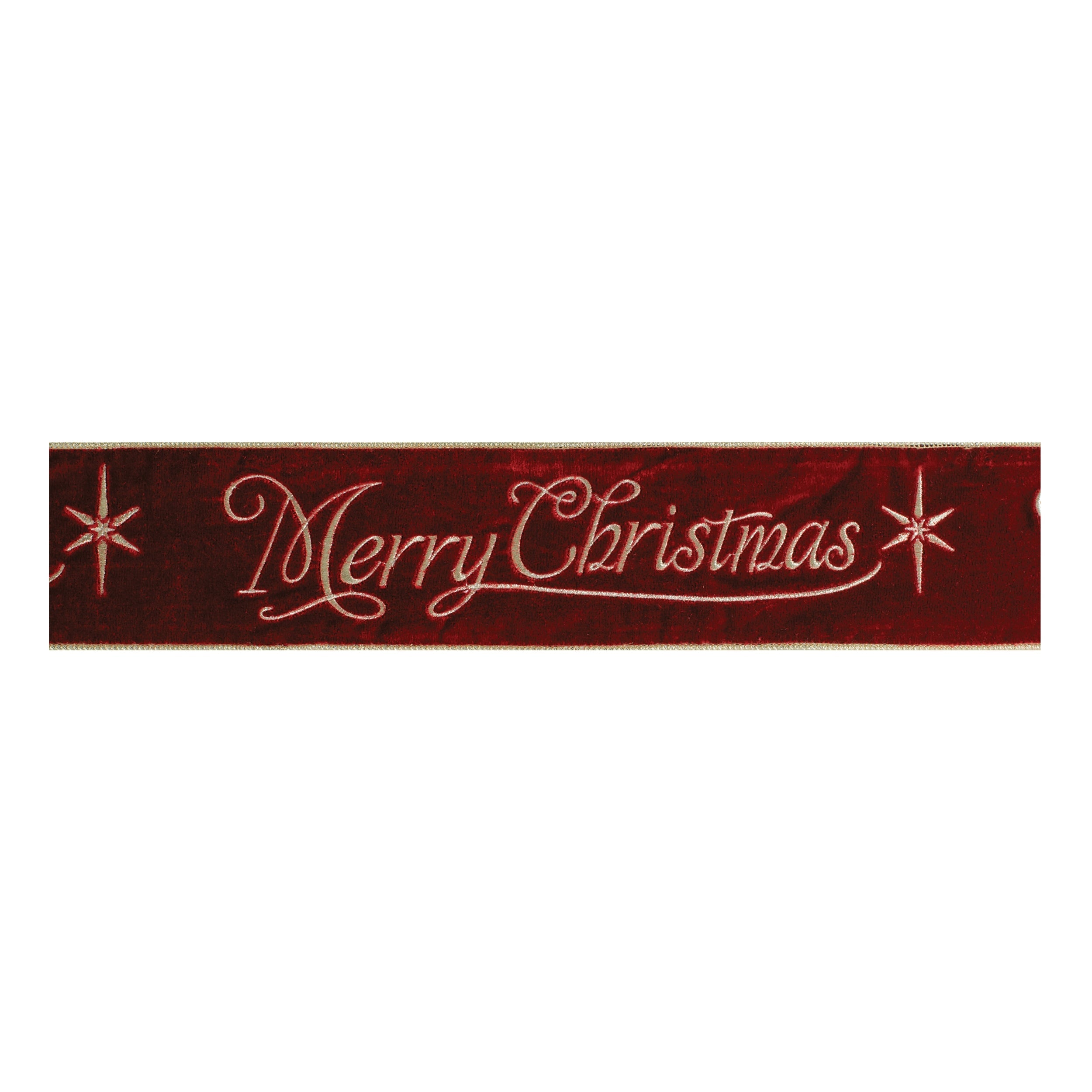 Merry Christmas Script Wired Ribbon 4" x 5 Yds.
