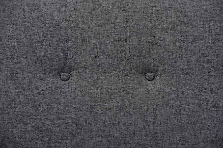 Baxton Studio Theo Mid-Century Modern Dark Grey Fabric Upholstered Walnut Finished Bench
