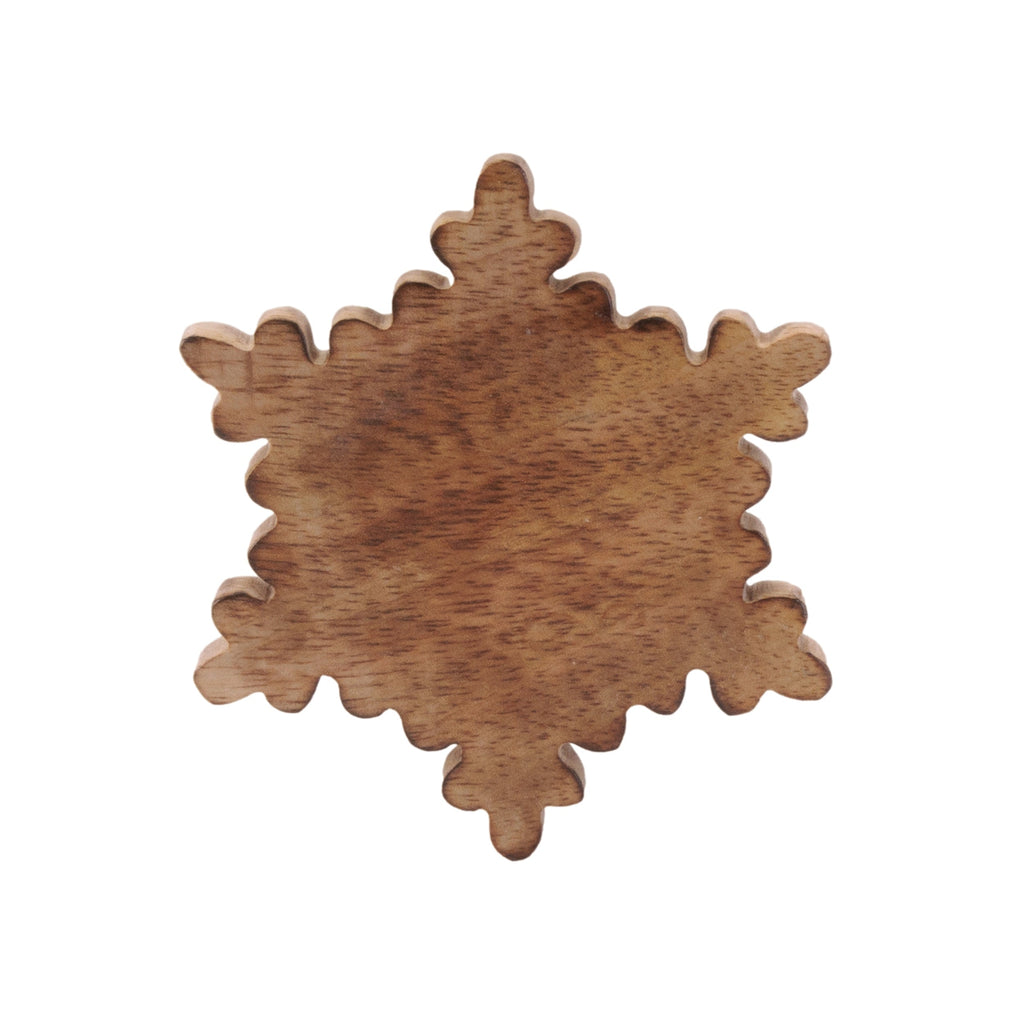 Wood Snowflake Coasters with Holder (Set of 5)