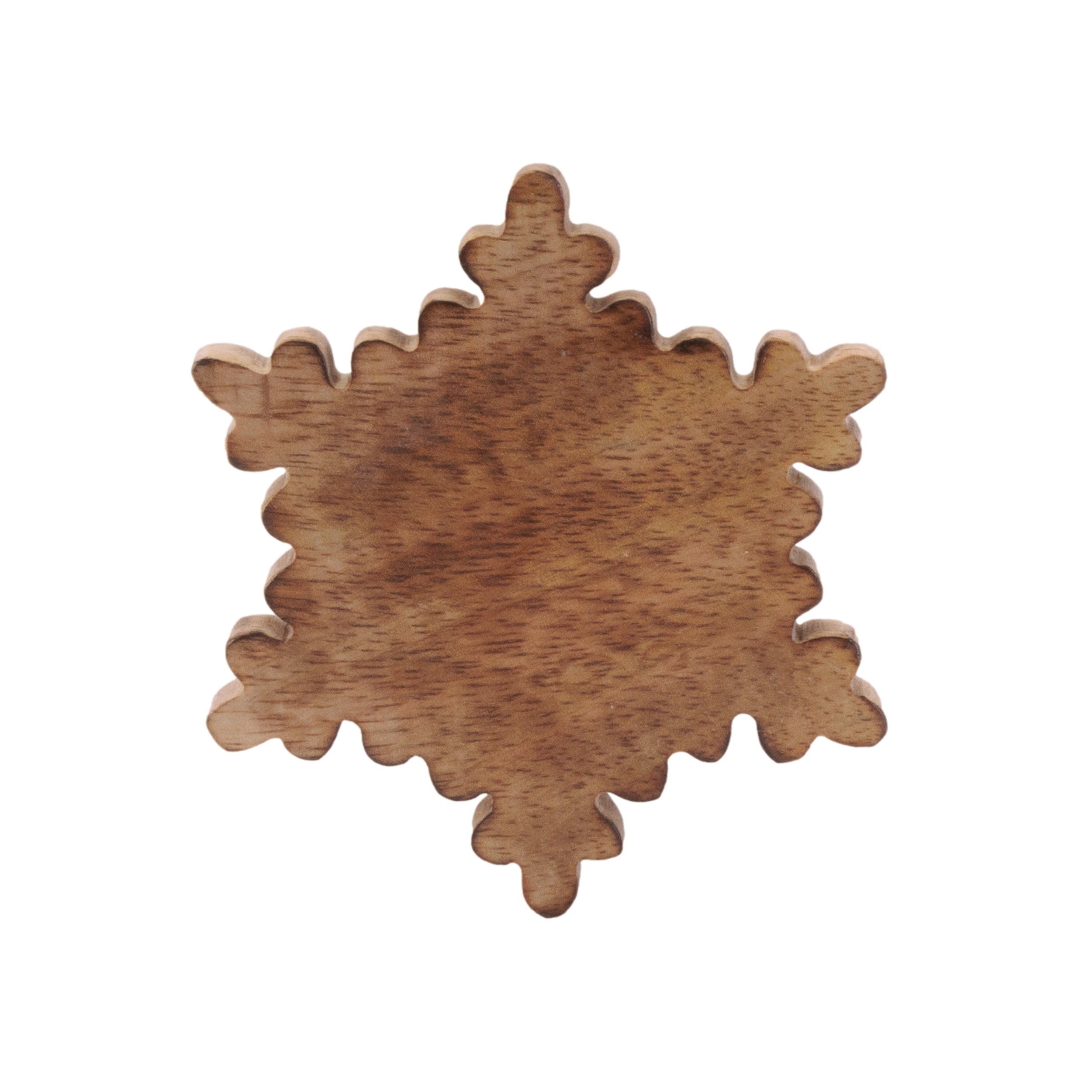 Wood Snowflake Coasters with Holder (Set of 5)