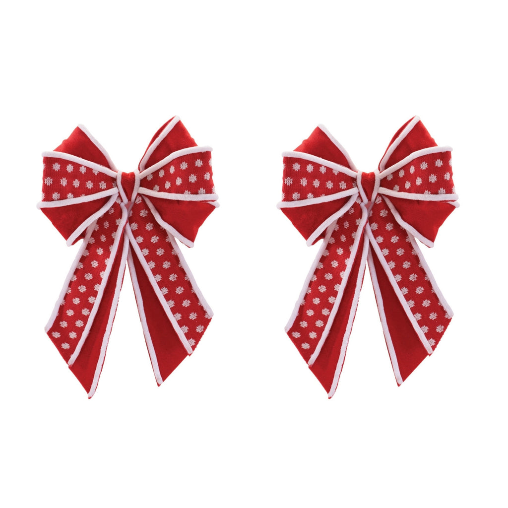 Polka Dot Bow Ornament (Set of 2)