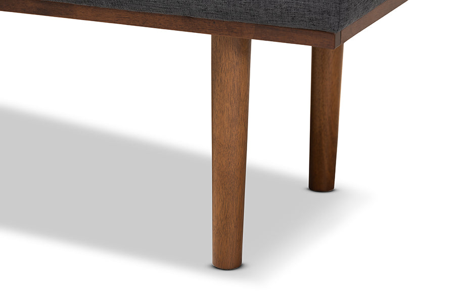 Baxton Studio Arne Mid-Century Modern Dark Grey Fabric Upholstered Walnut Finished Bench