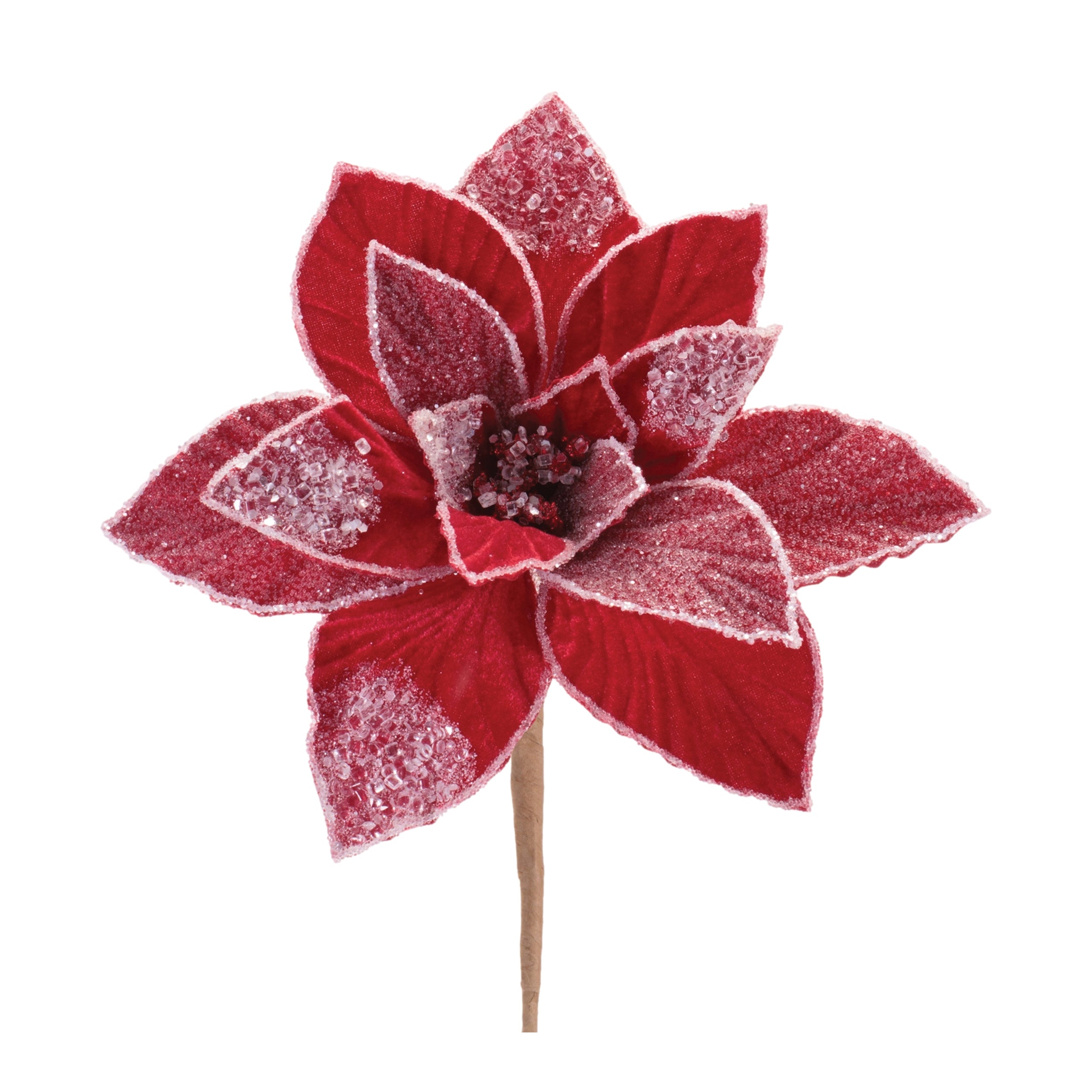 Beaded Poinsettia Flower Stem (Set of 2)