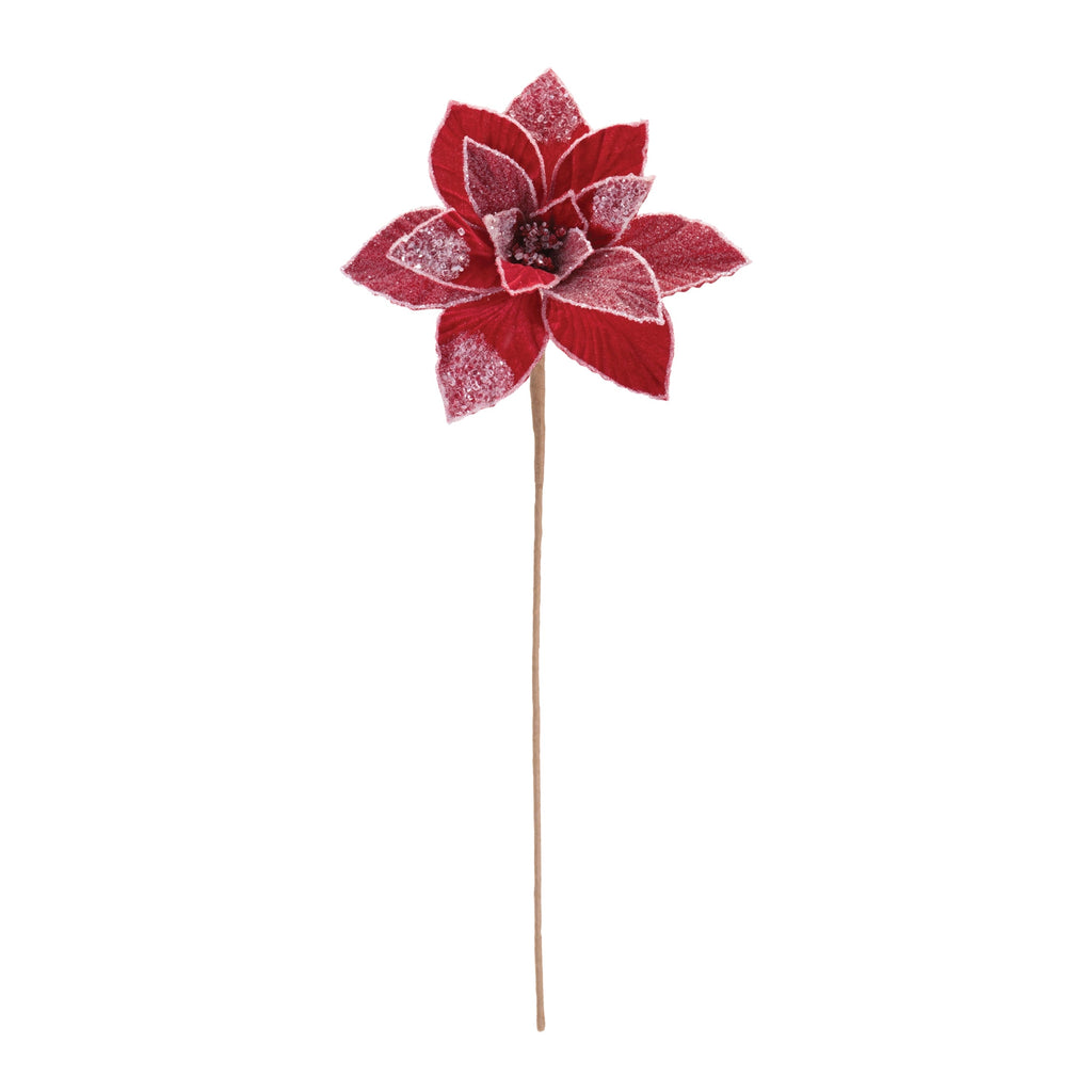 Beaded Poinsettia Flower Stem (Set of 2)