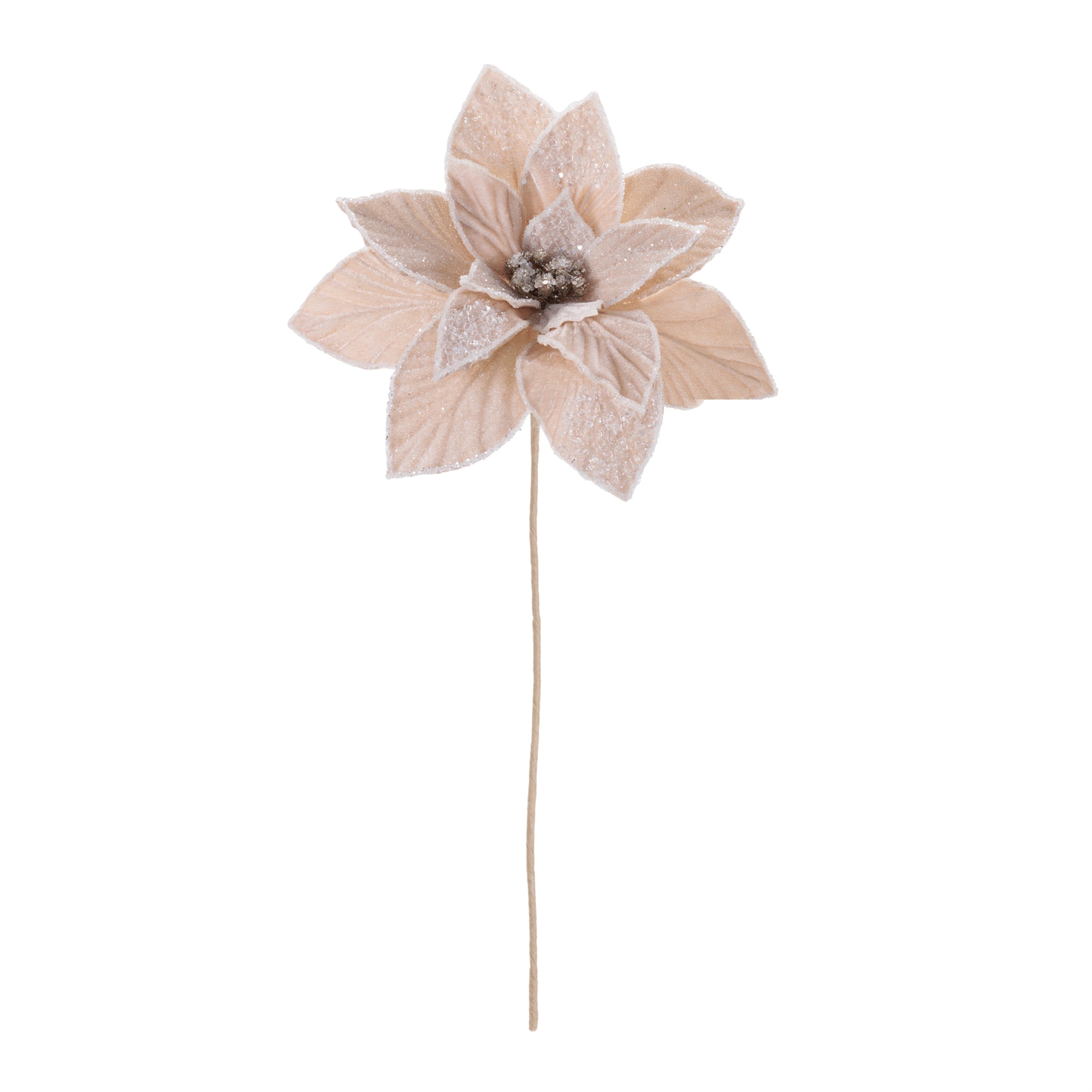 Beaded Poinsettia Flower Stem (Set of 4)