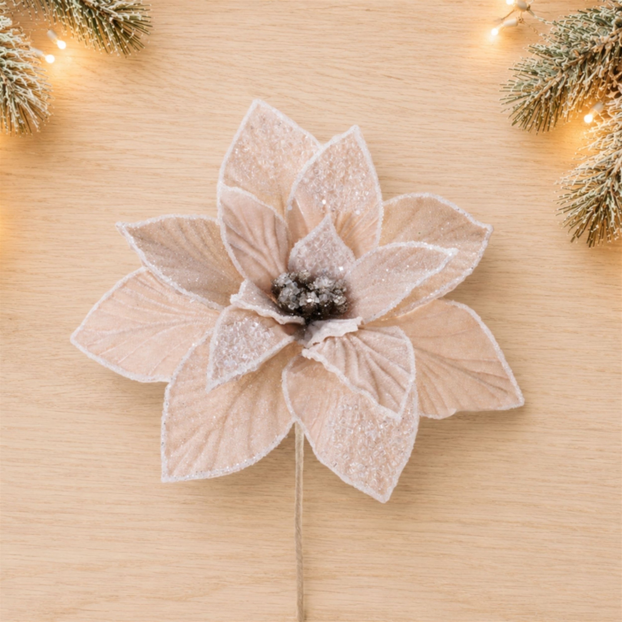 Beaded Poinsettia Flower Stem (Set of 4)