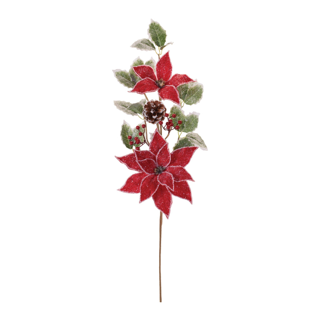 Poinsettia Floral and Holly Spray (Set of 2)