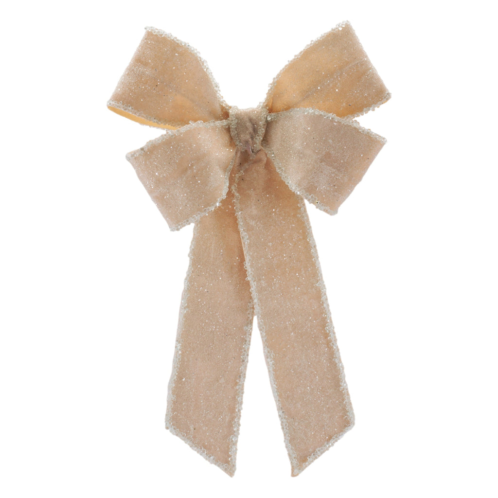 Glittered Velvet Bow Ornament (Set of 2)