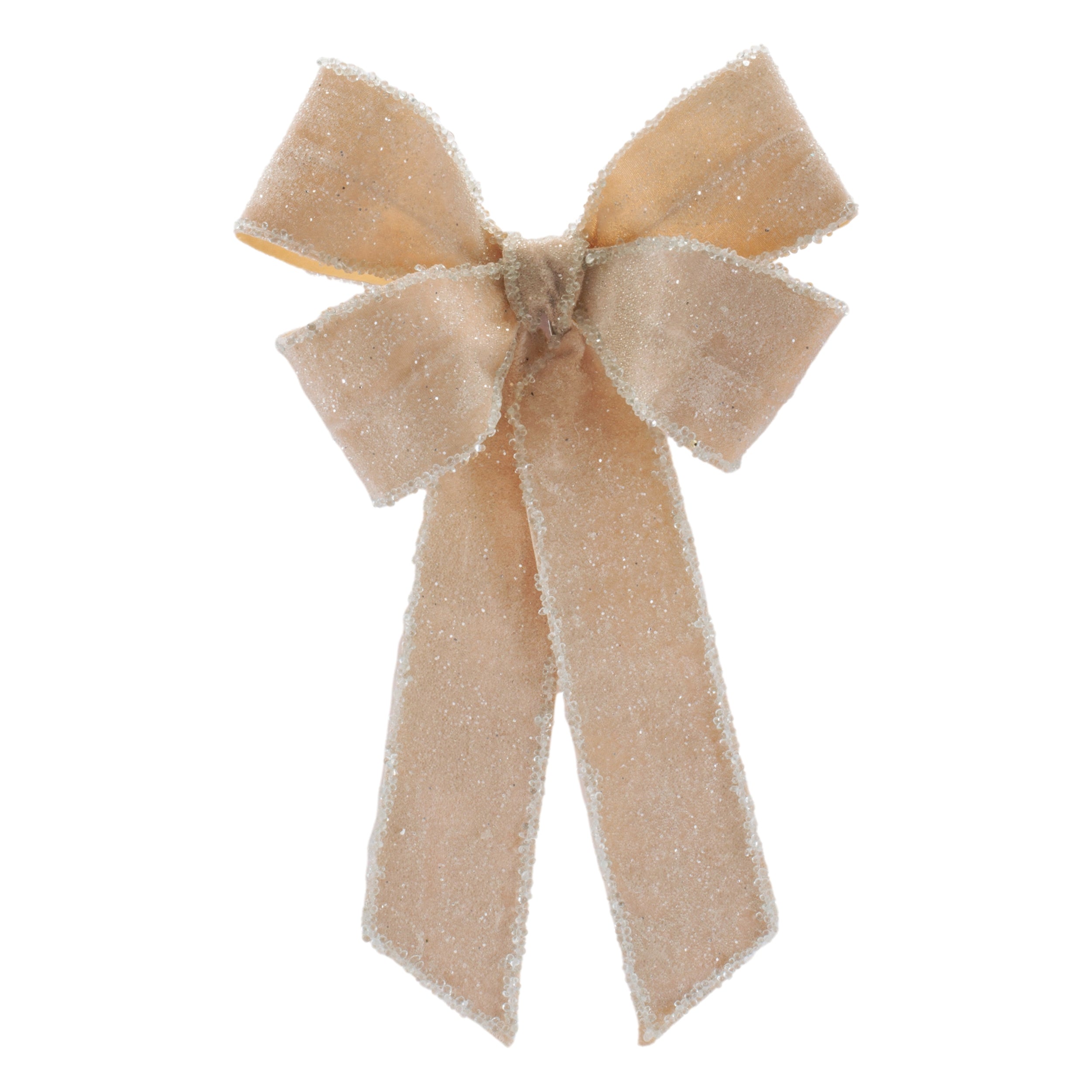 Glittered Velvet Bow Ornament (Set of 2)