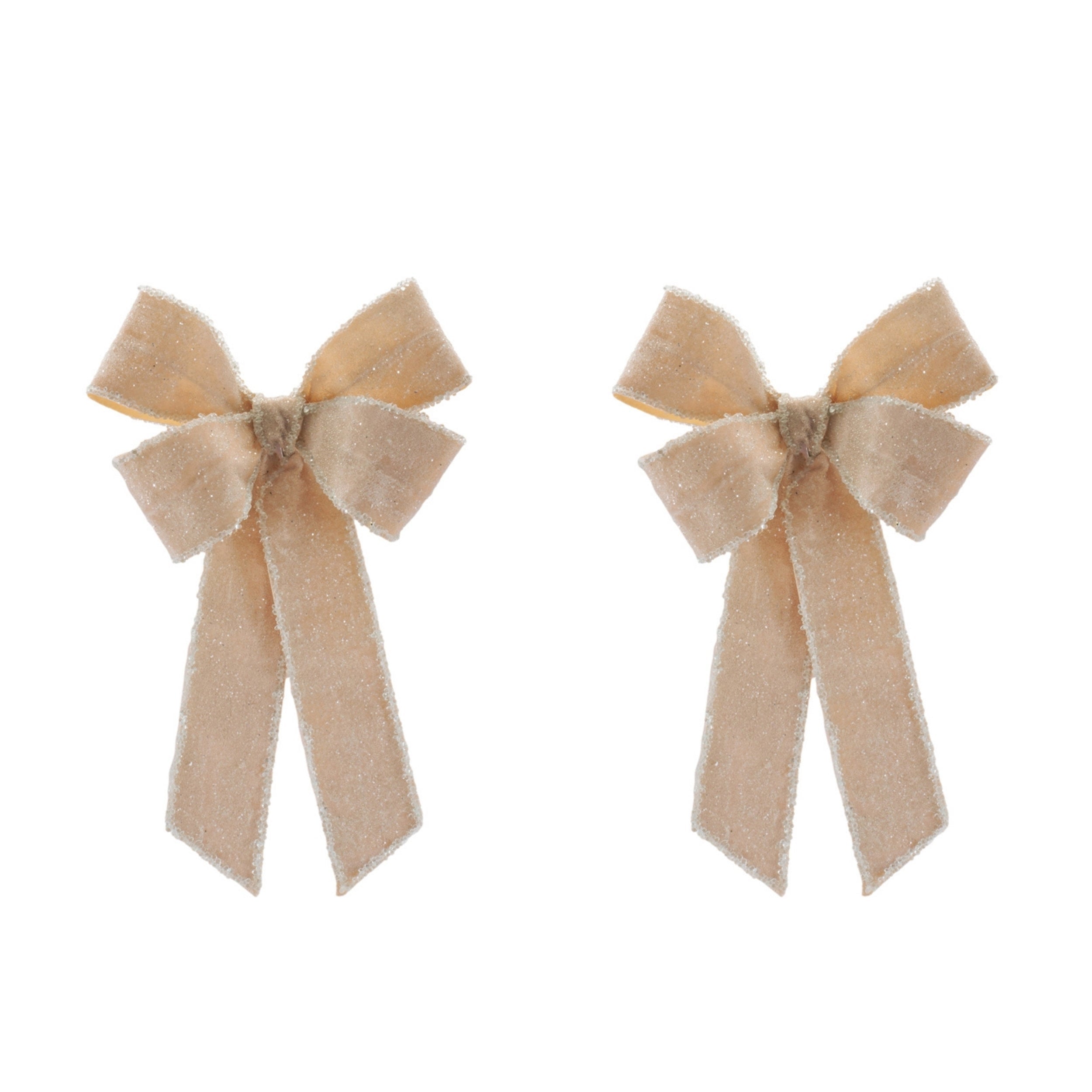 Glittered Velvet Bow Ornament (Set of 2)