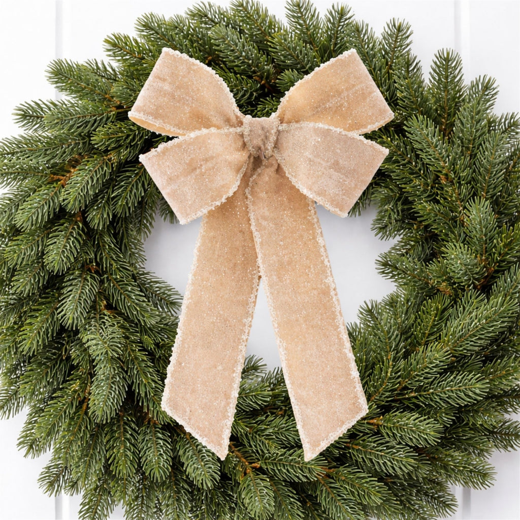 Glittered Velvet Bow Ornament (Set of 2)