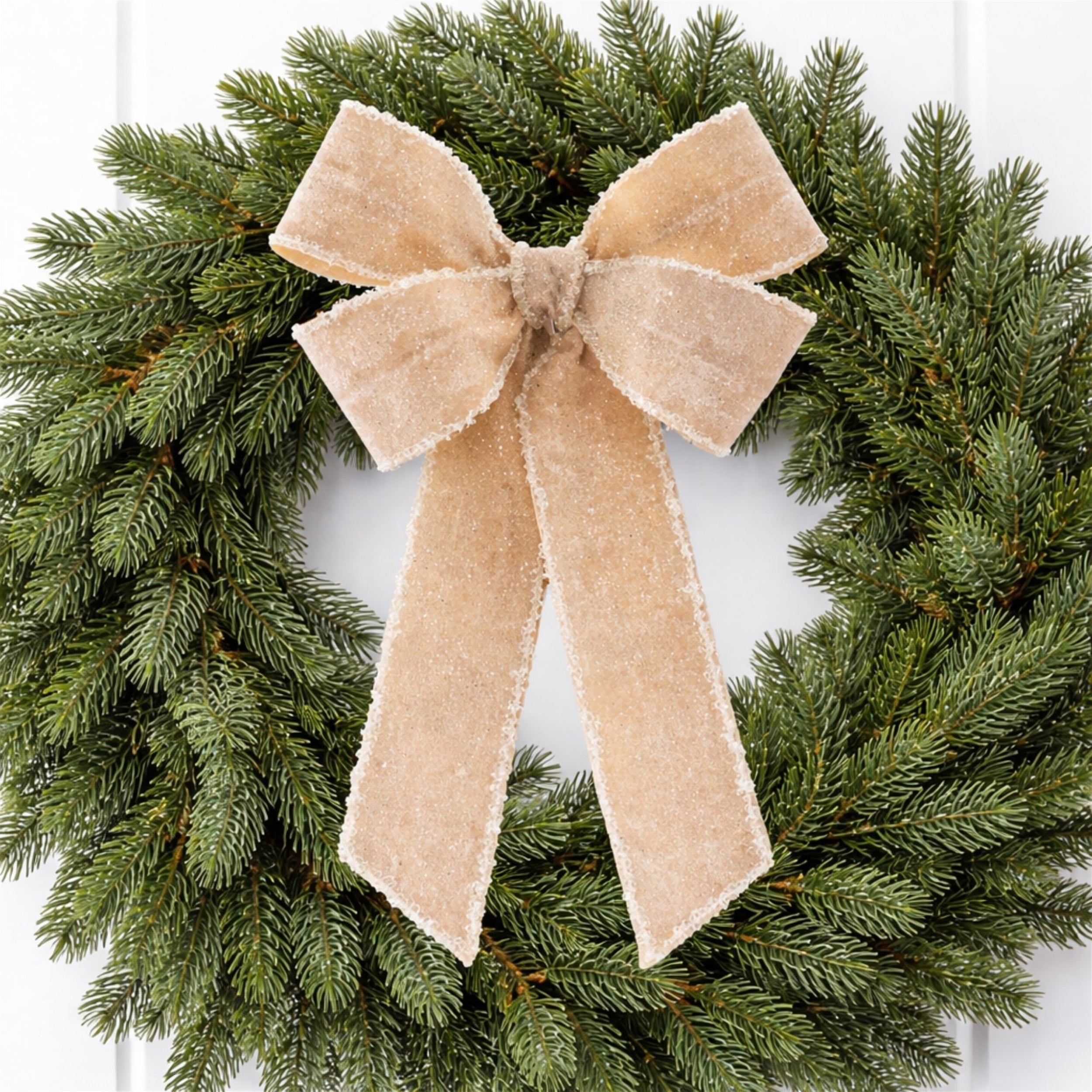 Glittered Velvet Bow Ornament (Set of 2)