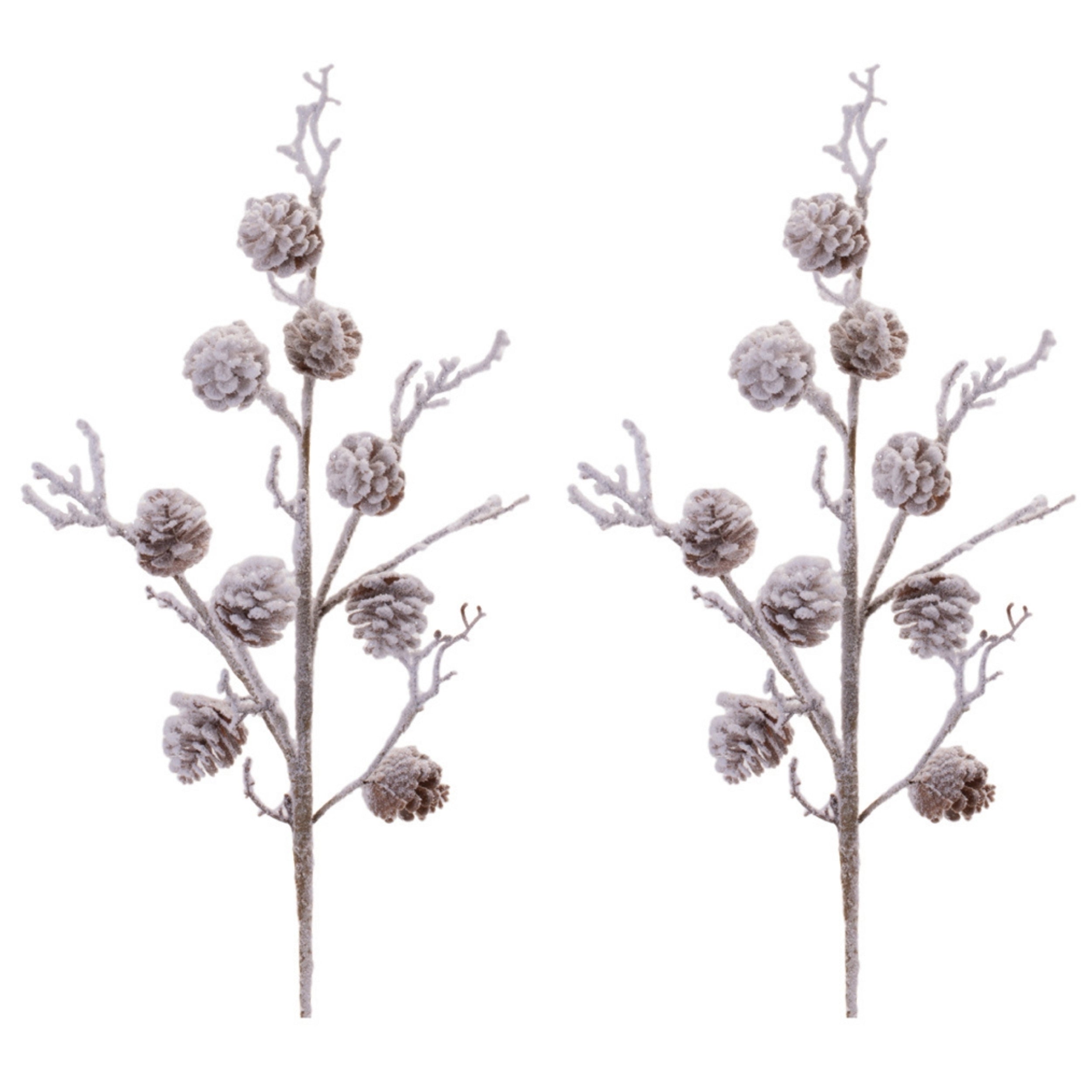 Snowy Pine Cone Twig Spray (Set of 2)