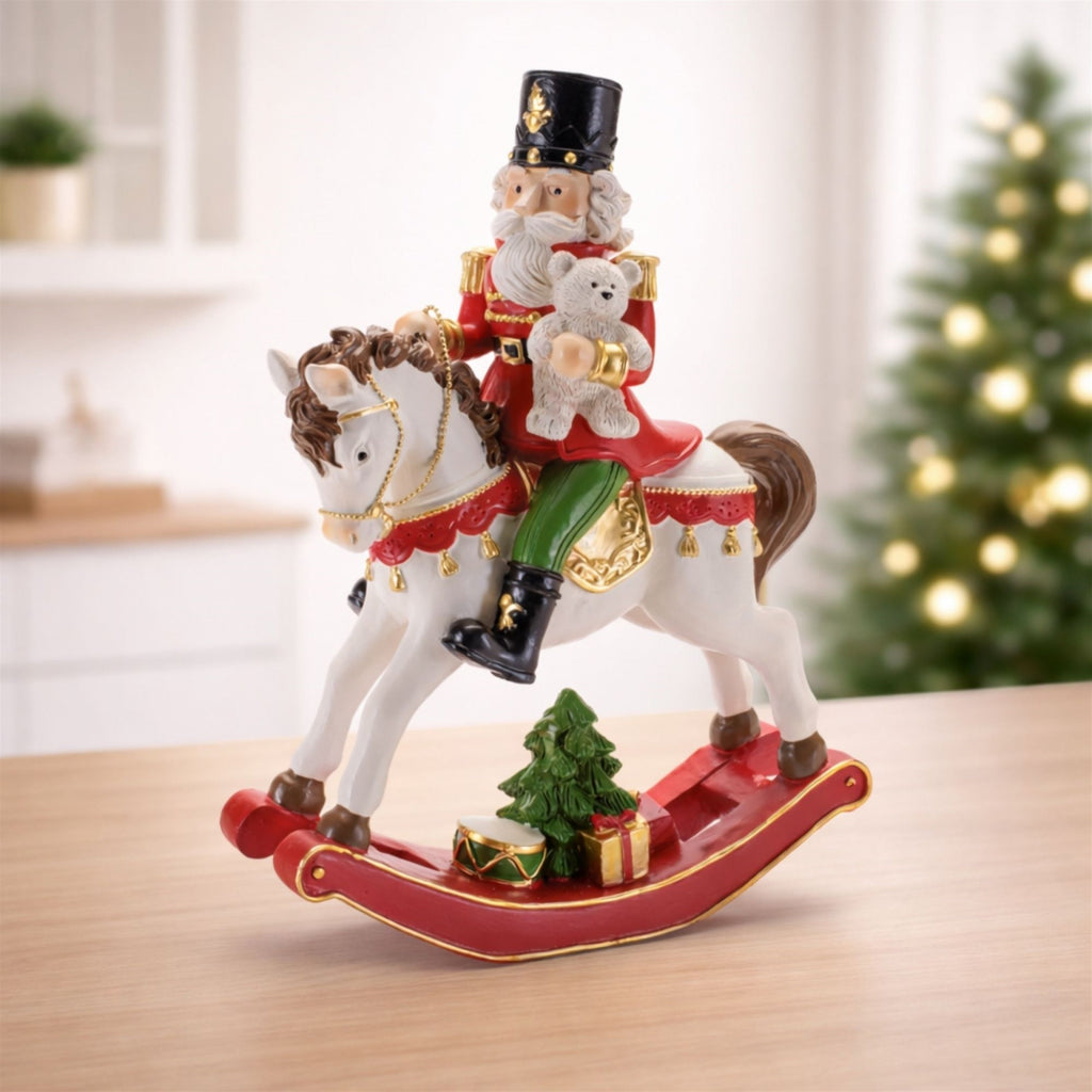 Nutcracker on Rocking Horse Figurine 9.25"H