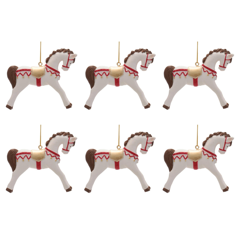 Resin Horse Ornaments (Set of 6)