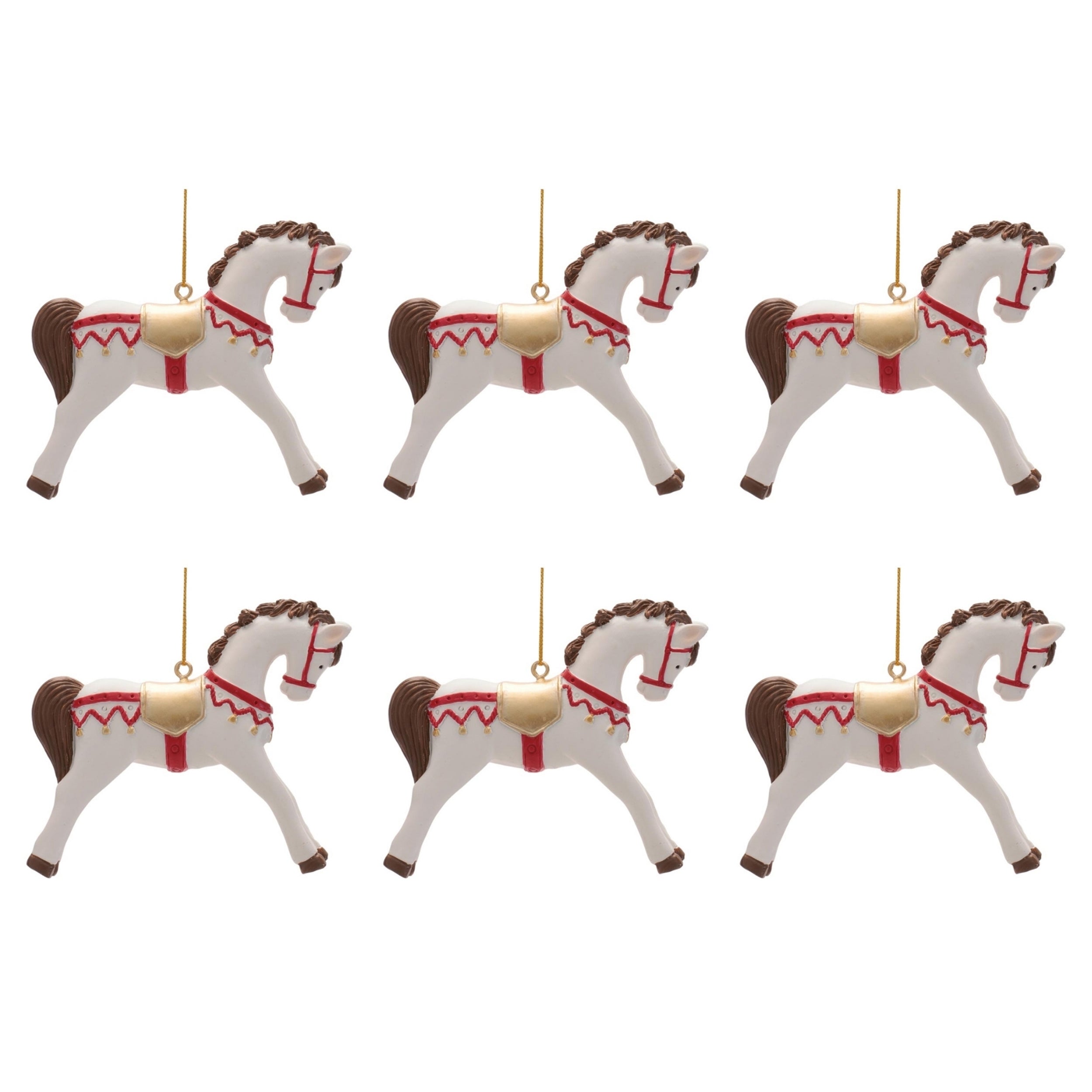 Resin Horse Ornaments (Set of 6)