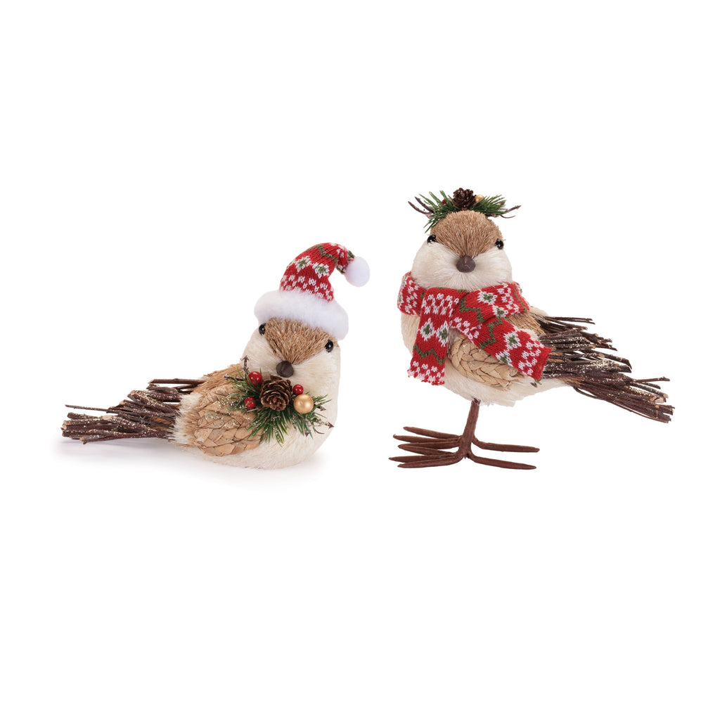 Winter Bird Figurines with Knit Hats and Scarves (Set of 2)