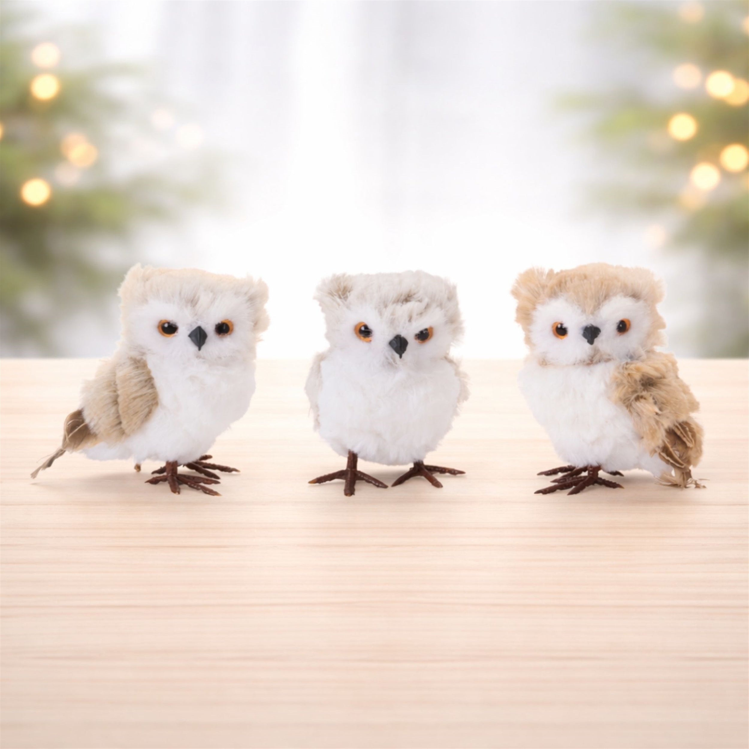 Owl with Faux Fur Shelf Sitter (Set of 12)