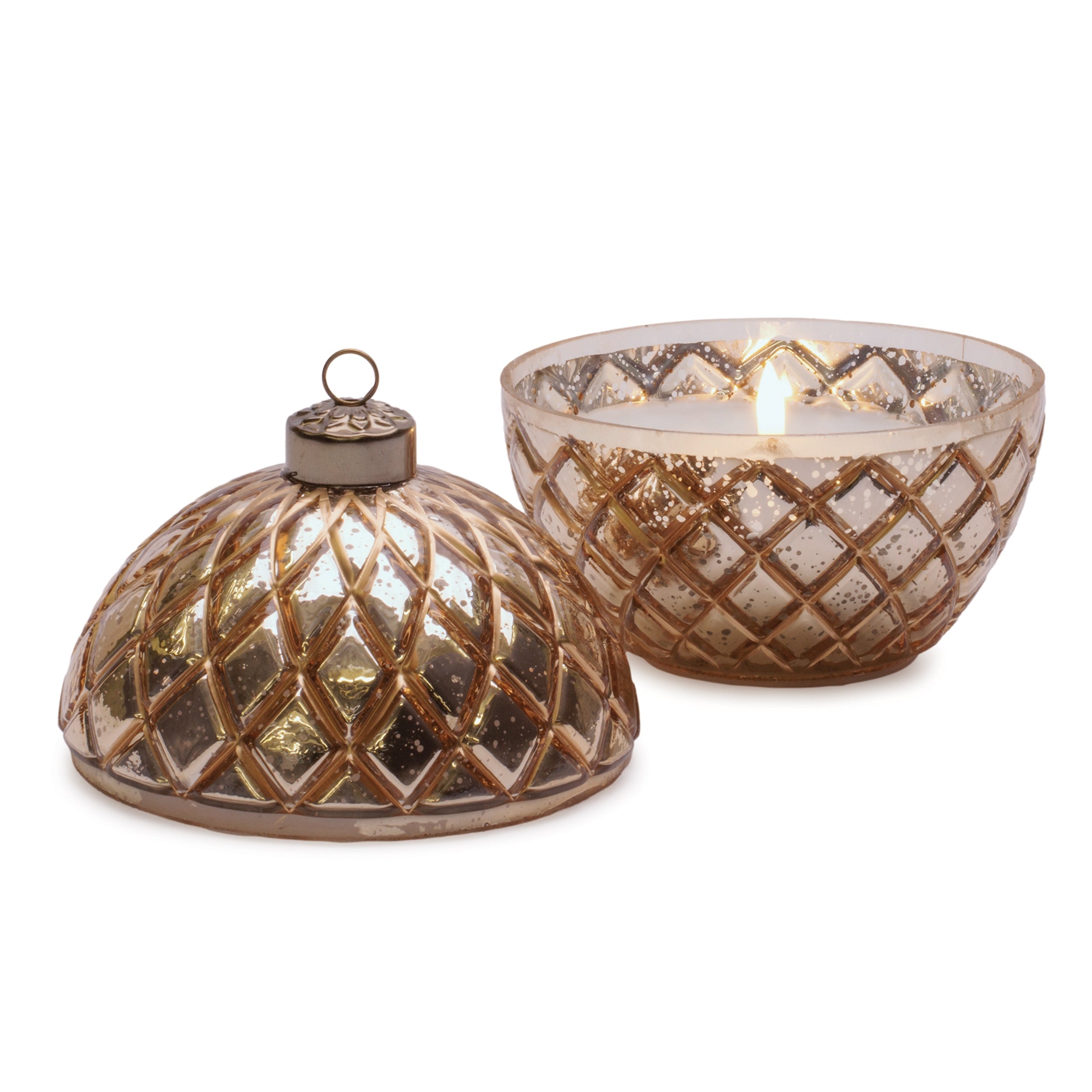 Glass Ornament with LED Candle Inside 5.75"D