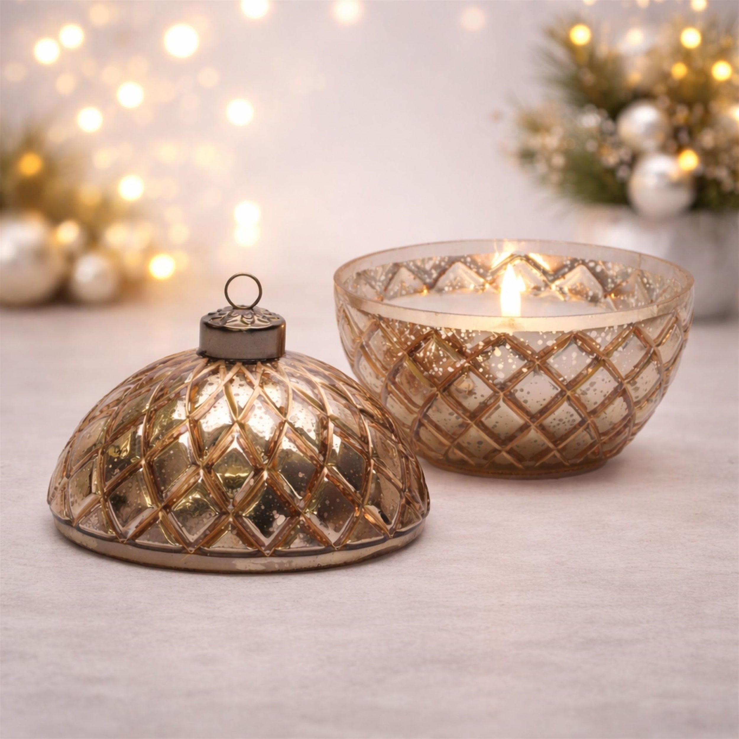 Glass Ornament with LED Candle Inside 5.75"D