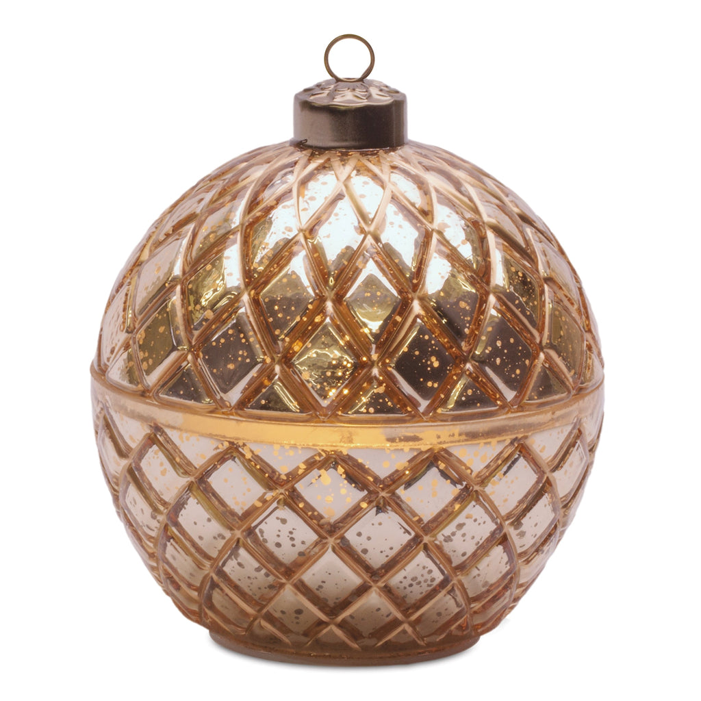 Glass Ornament with LED Candle Inside 5.75"D