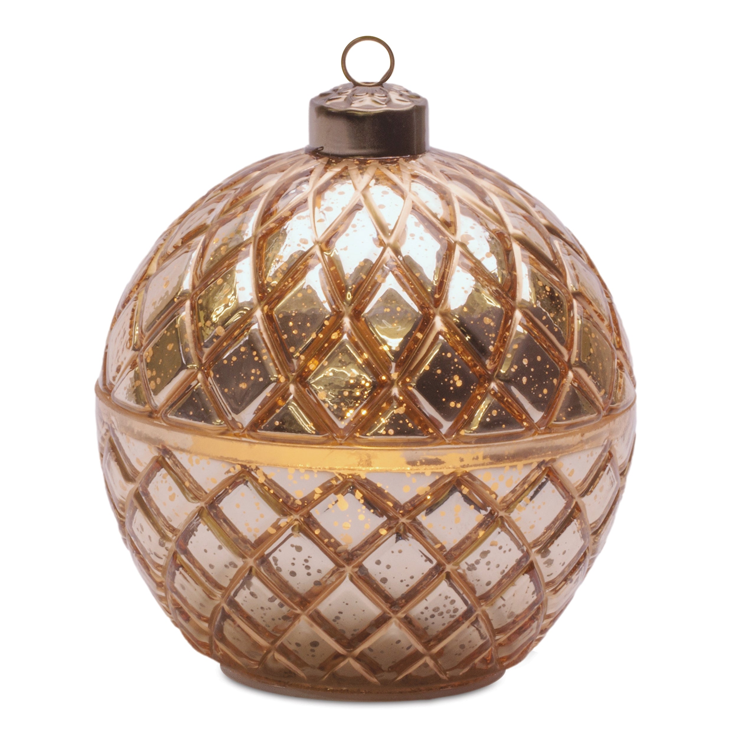 Glass Ornament with LED Candle Inside 5.75"D