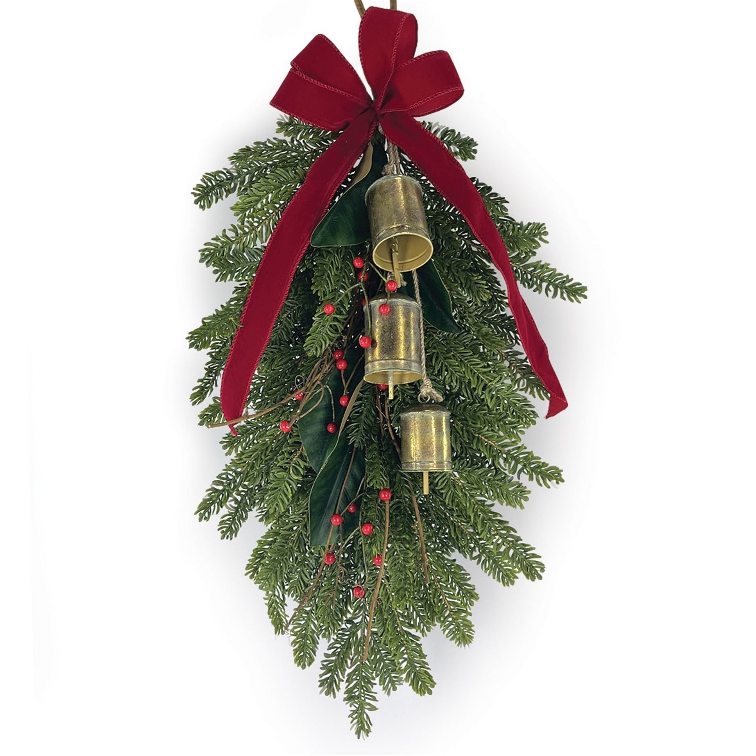 Fresh Touch Pine Swag with Bells and Bow 32"L