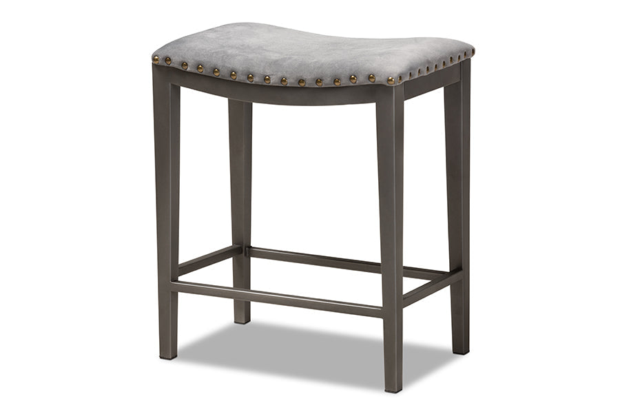 Baxton Studio Noll Modern and Contemporary Grey Fabric Upholstered 3-Piece Multipurpose Metal Counter Table Set