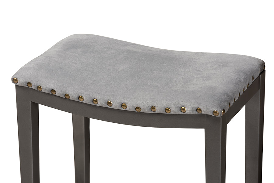 Baxton Studio Noll Modern and Contemporary Grey Fabric Upholstered 3-Piece Multipurpose Metal Counter Table Set