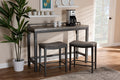 Baxton Studio Noll Modern and Contemporary Grey Fabric Upholstered 3-Piece Multipurpose Metal Counter Table Set