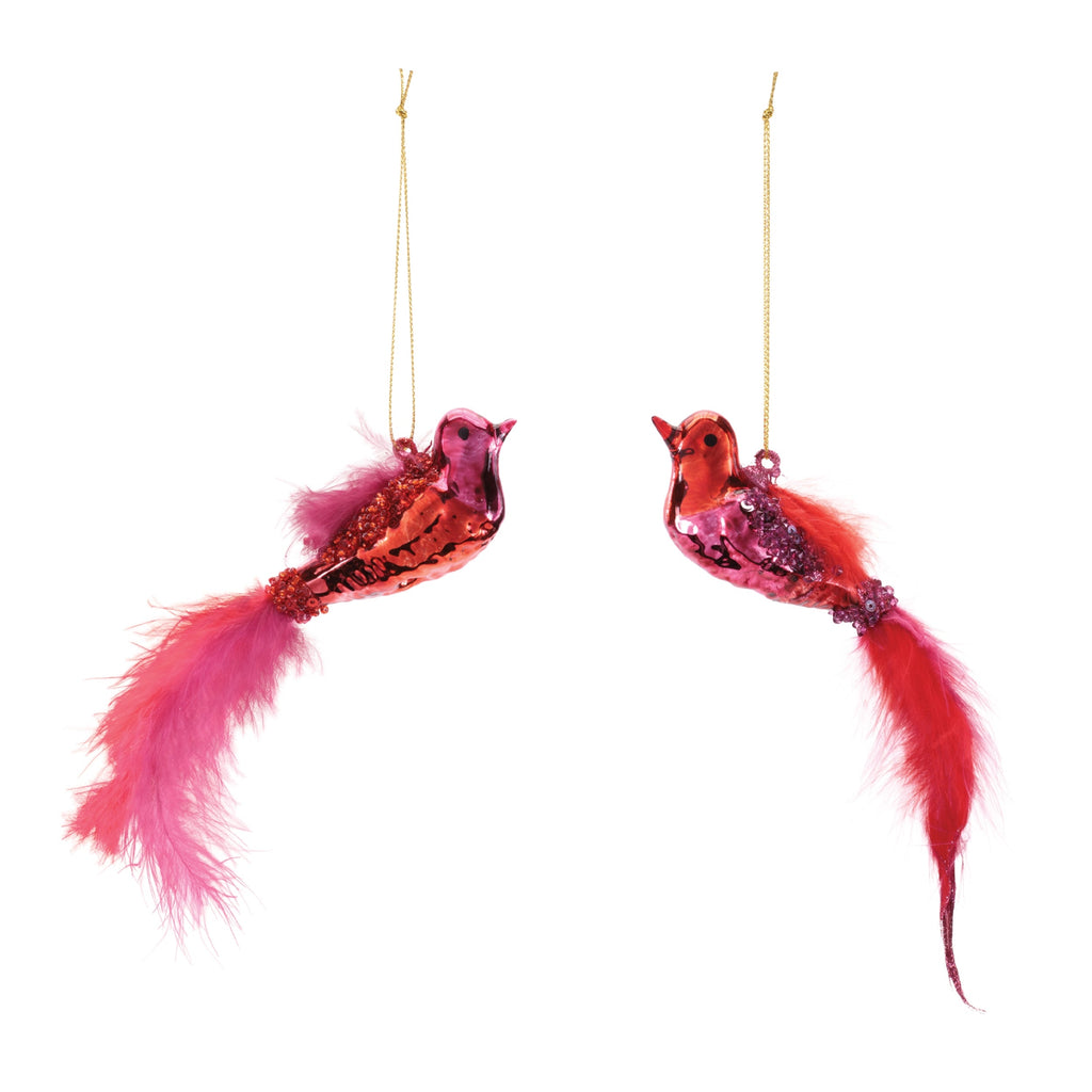 Glass Bird Ornaments (Set of 12)
