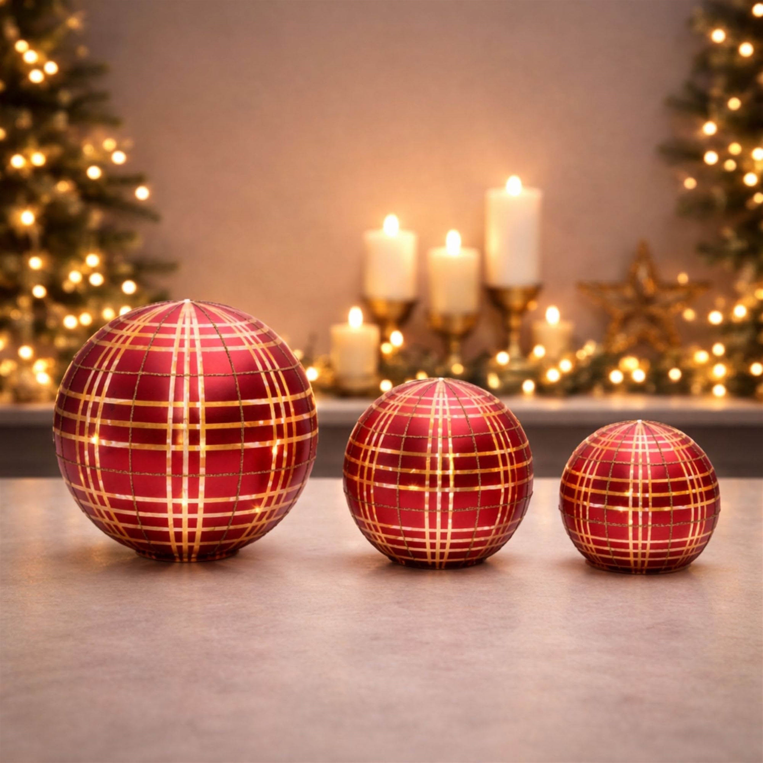 LED Frosted Plaid Globe (Set of 2)