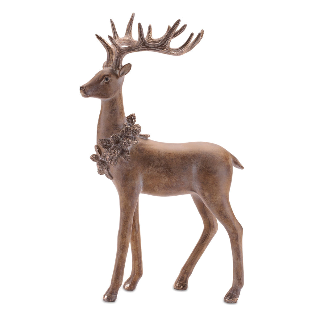 Deer with Pinecone Wreath Statue (Set of 4)
