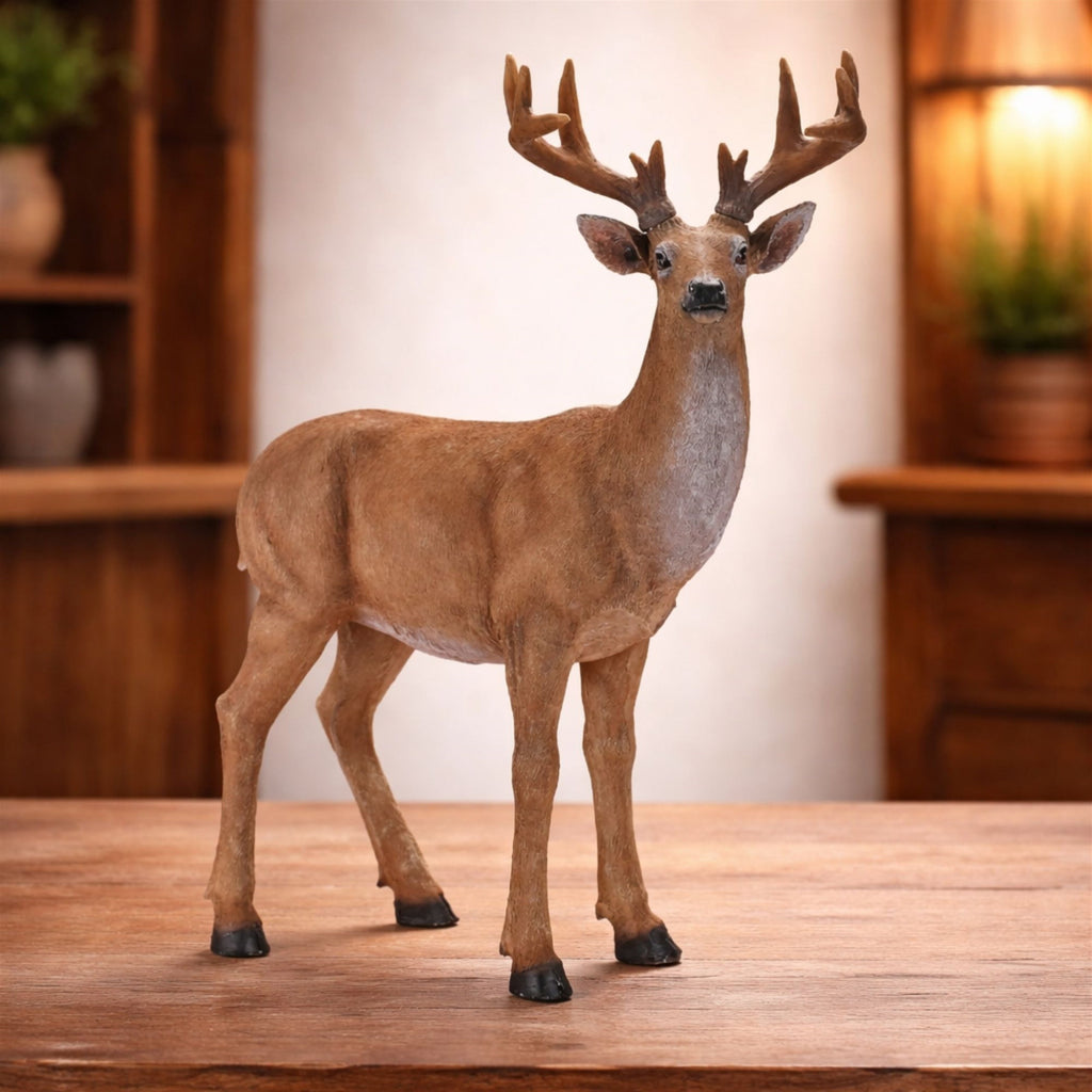 Large Standing Woodland Deer Figurine