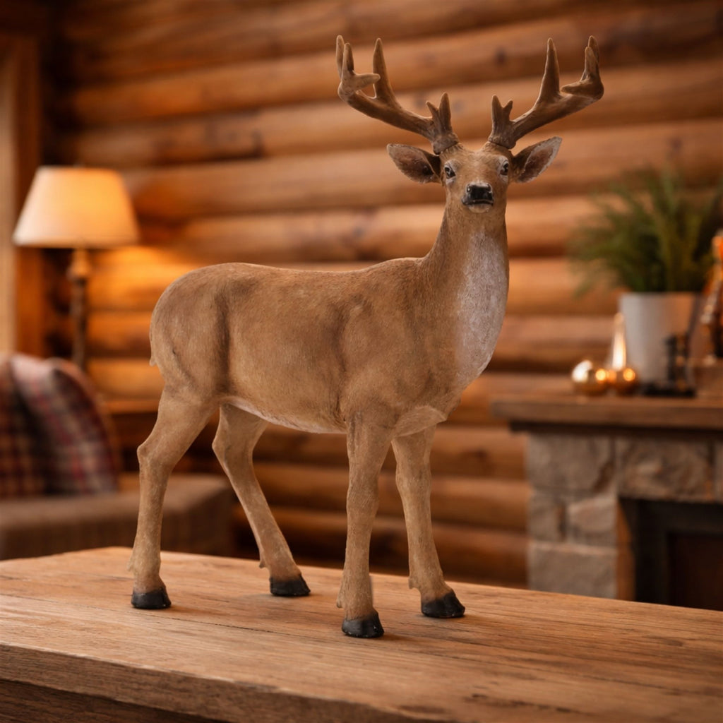 Large Standing Woodland Deer Figurine
