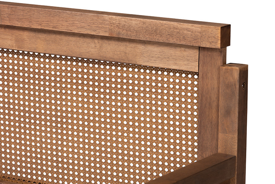 Baxton Studio Toveli Vintage French Inspired Ash Wanut Finished Wood and Synthetic Rattan Daybed