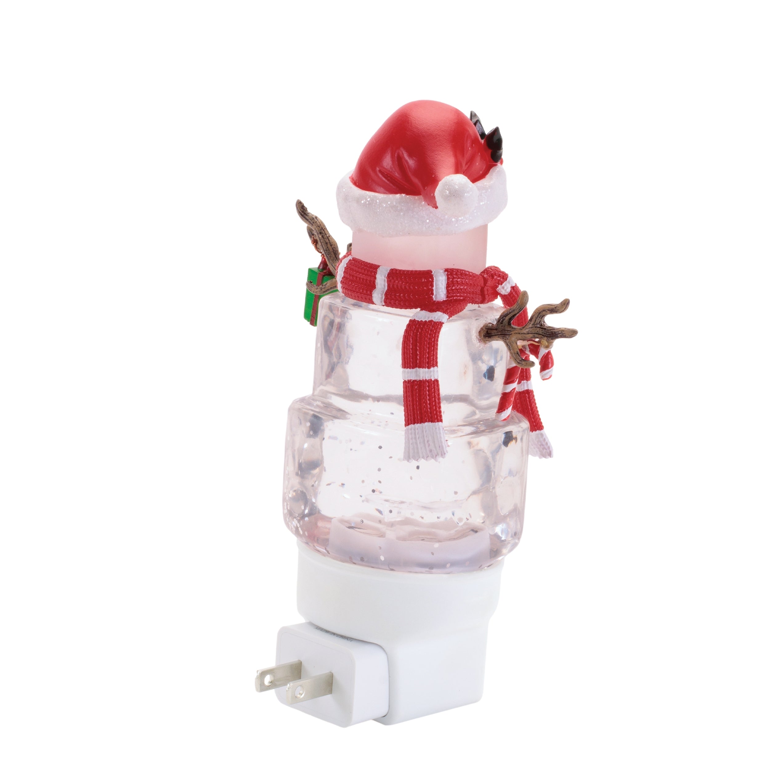 Snowman with Present Snow Globe Night Light 7"H