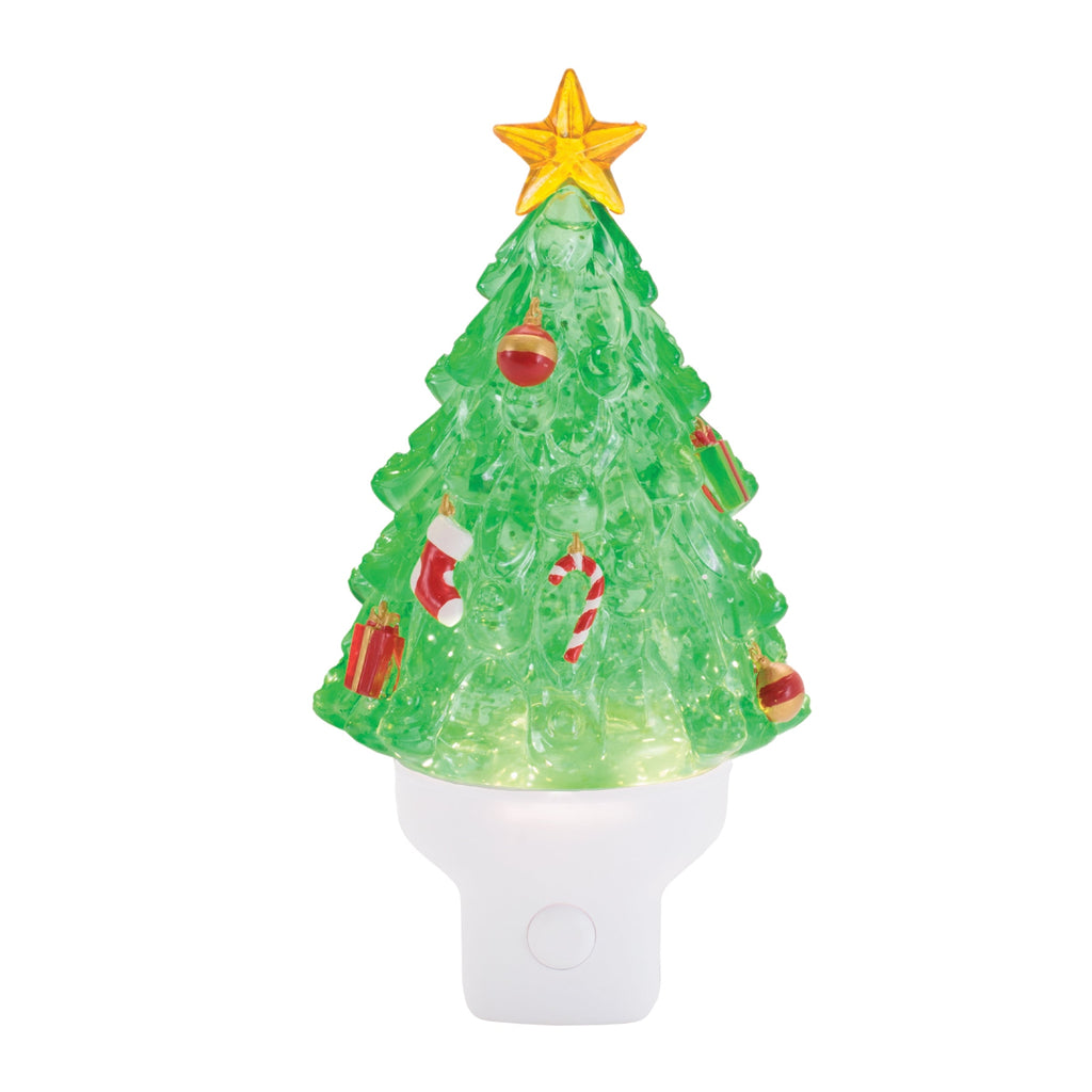 Christmas Tree Snow Globe Night Light 7"H