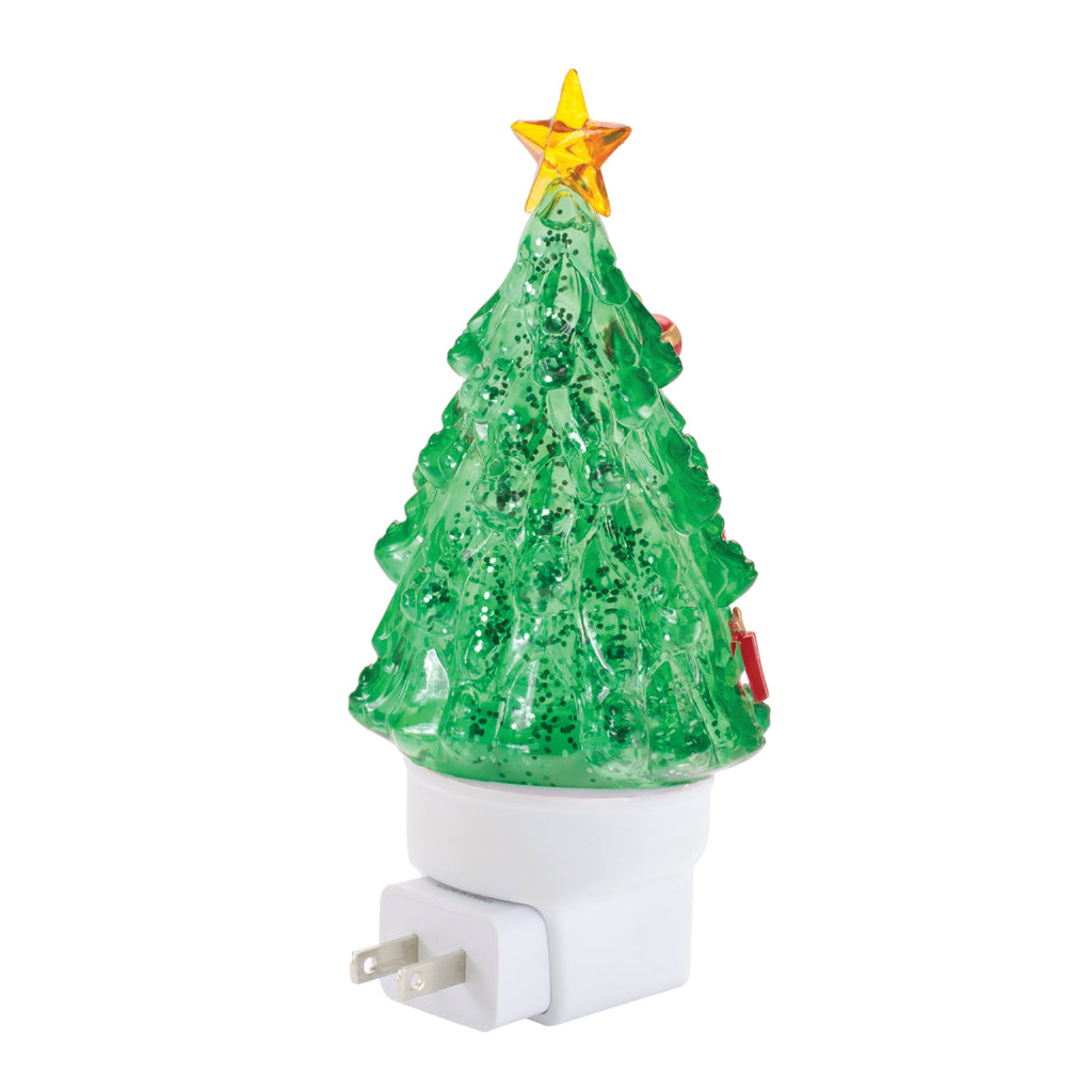 Christmas Tree Snow Globe Night Light 7"H