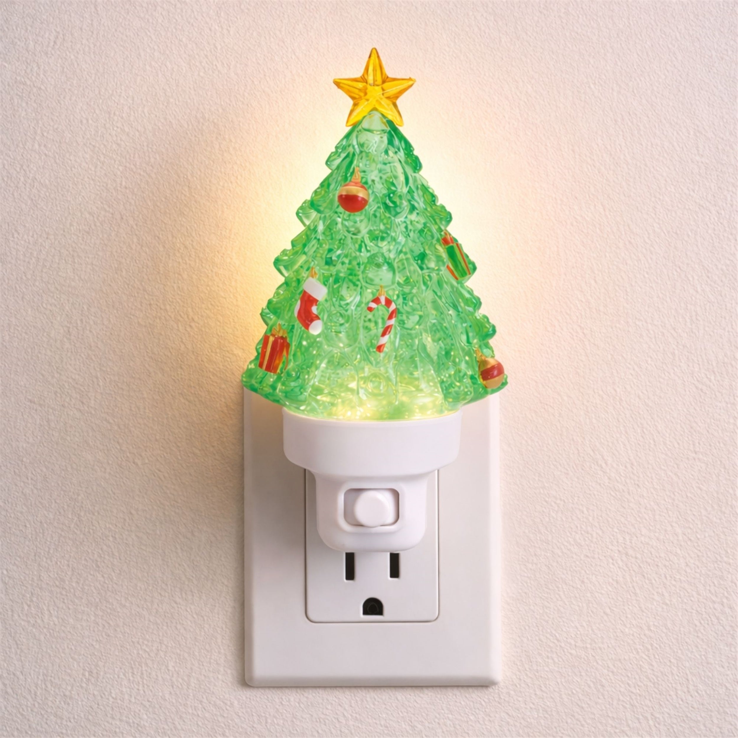 Christmas Tree Snow Globe Night Light 7"H