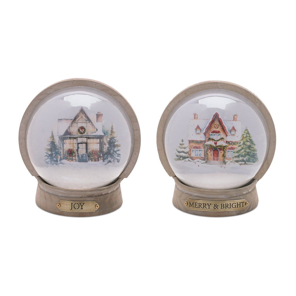 Lighted Christmas Village Globe DŽcor (Set of 2)