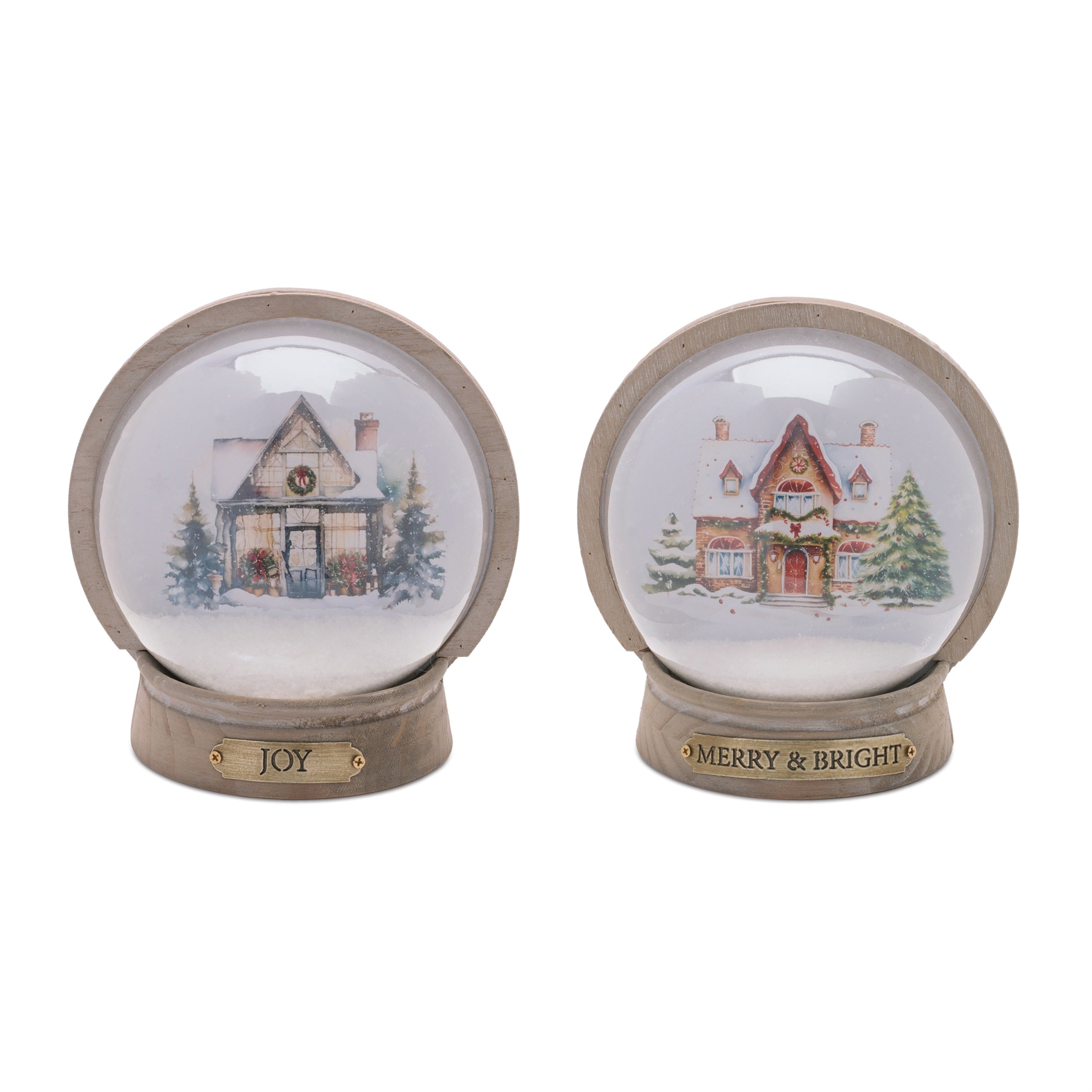 Lighted Christmas Village Globe DŽcor (Set of 2)