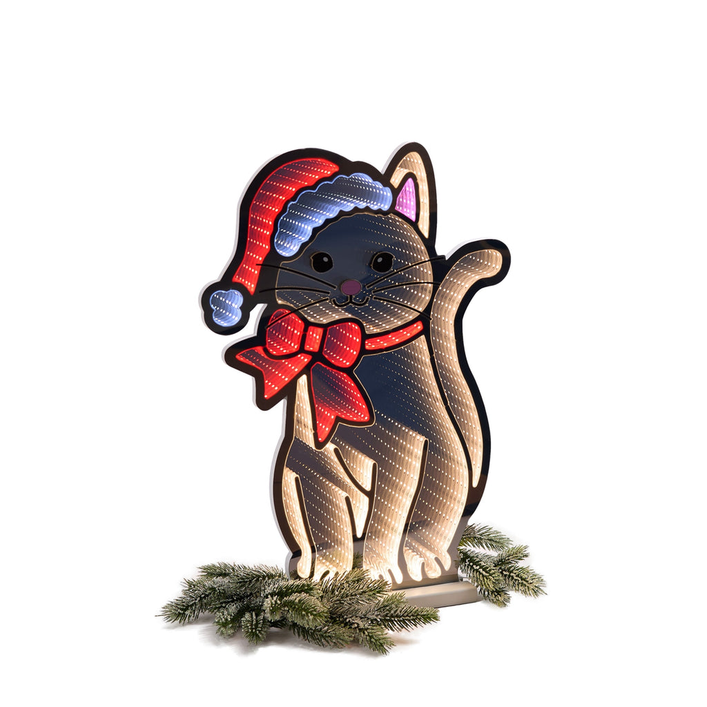 Cat with Santa Hat and Bow Ekkolight 23.5"H