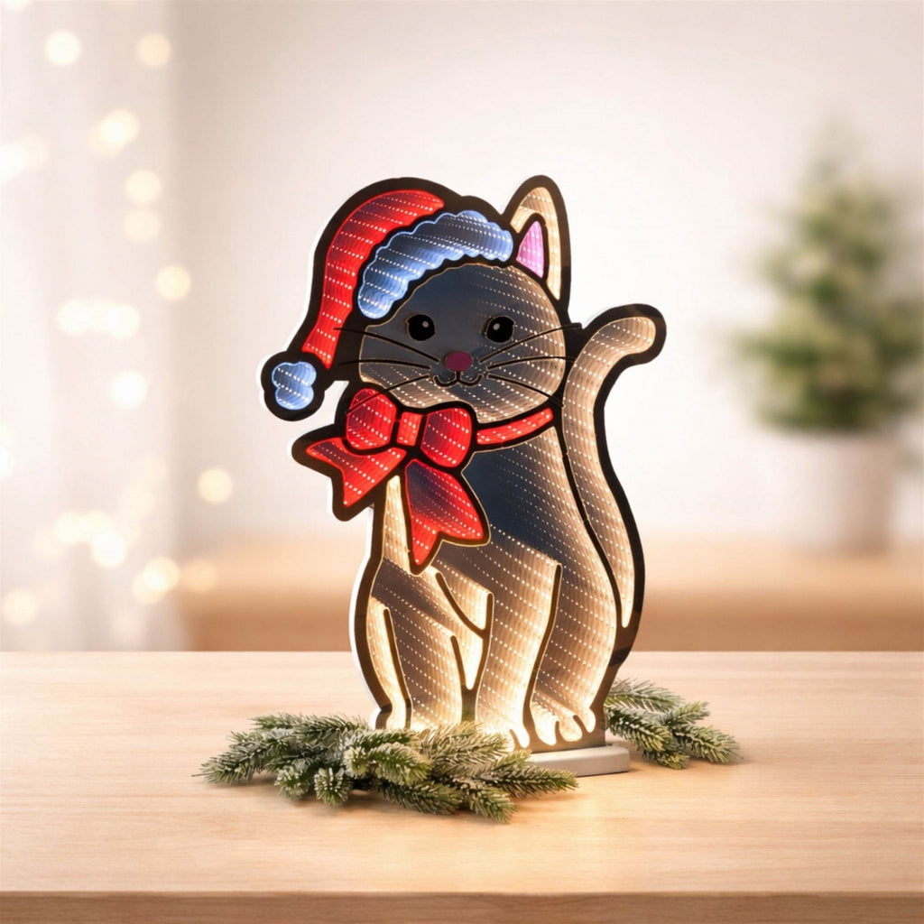 Cat with Santa Hat and Bow Ekkolight 23.5"H