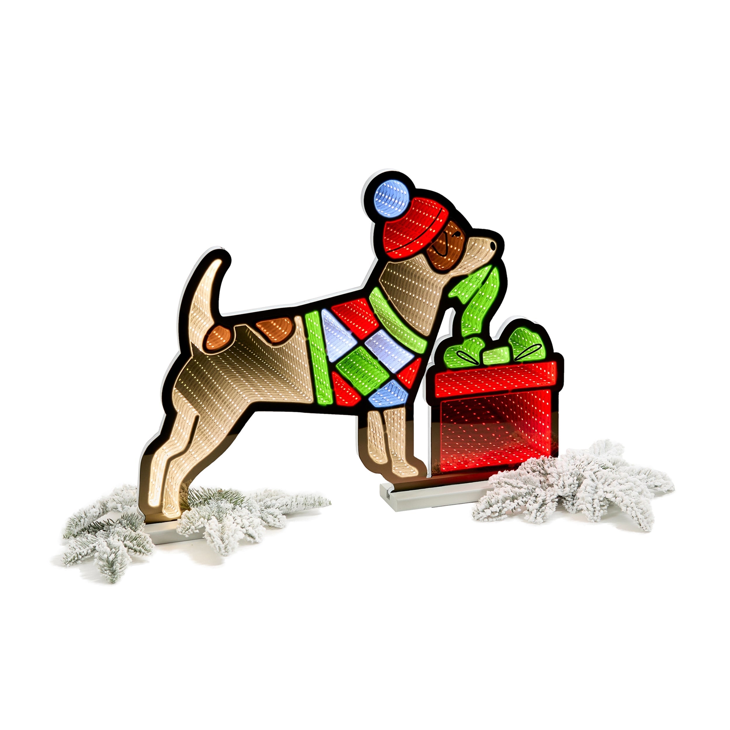 Dog with Christmas Present Ekkolight 24"L