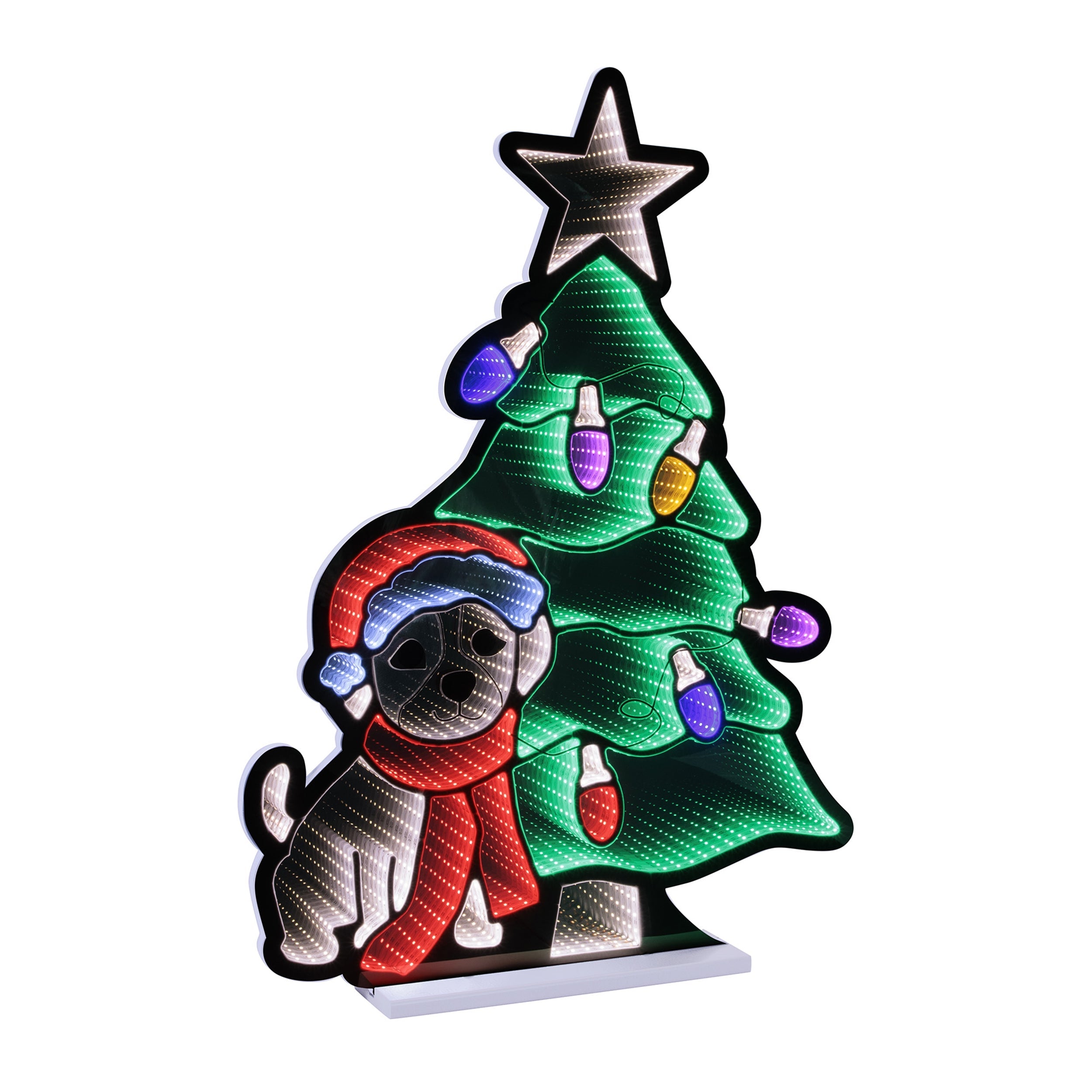 Puppy with Christmas Tree Ekkolight 35"H