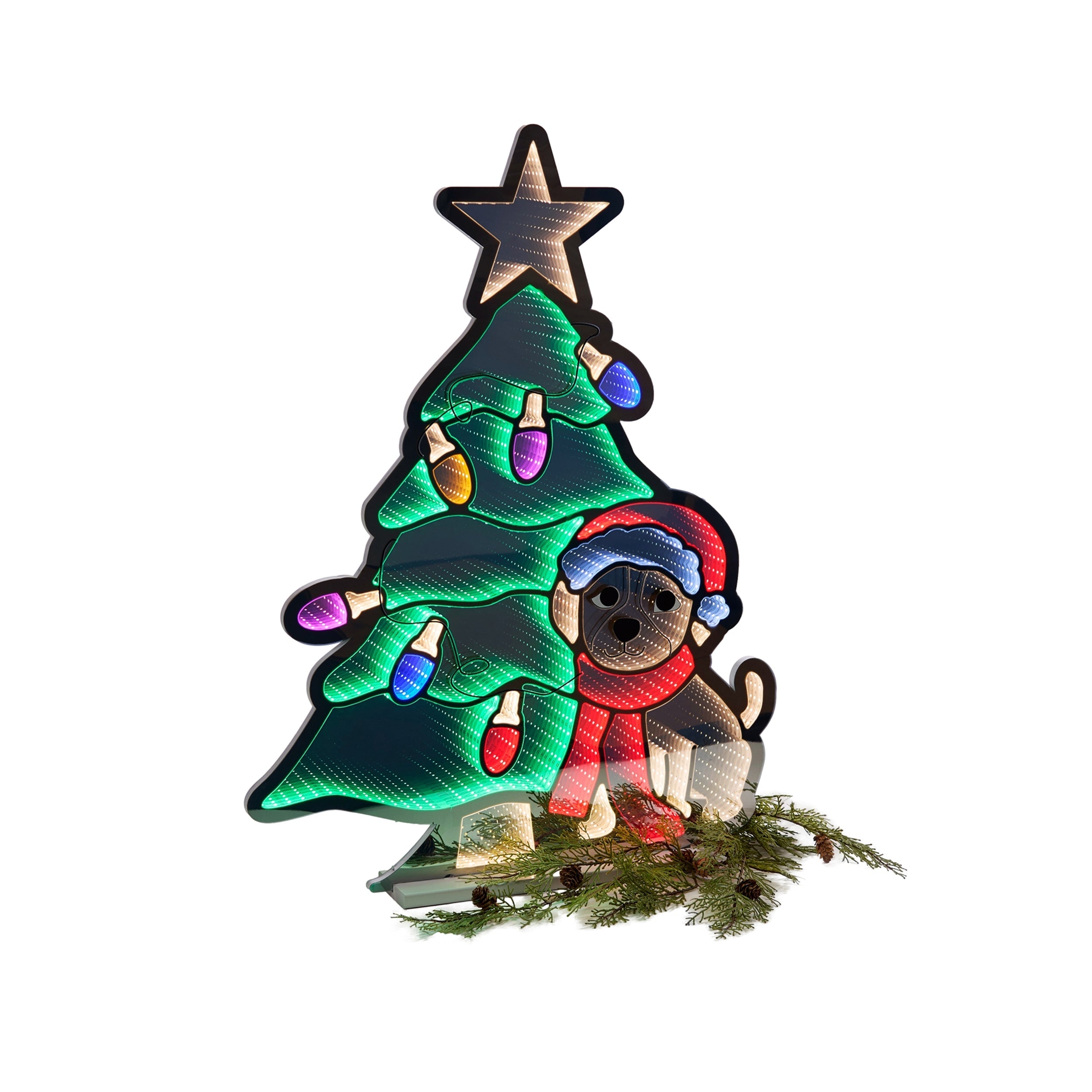 Puppy with Christmas Tree Ekkolight 35"H